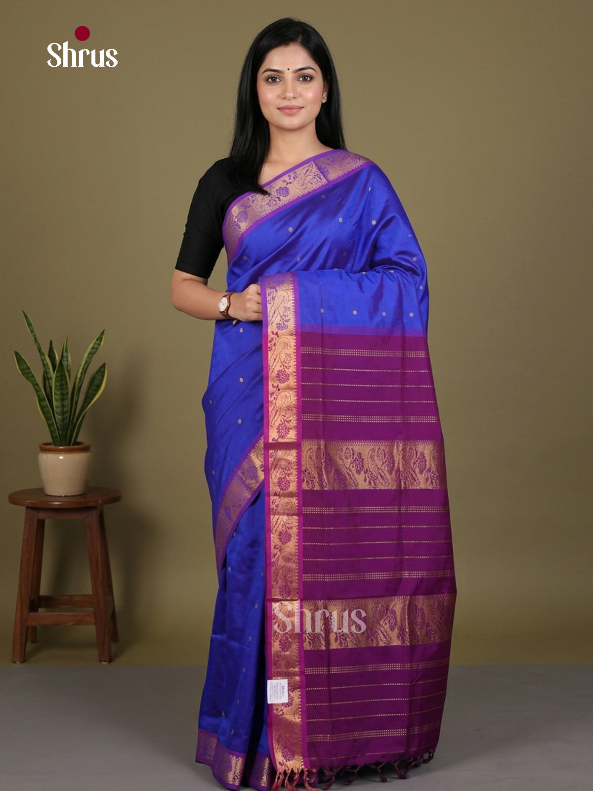 Silkcotton-halfpure Saree - EES16179 - Shop on Shrus.com