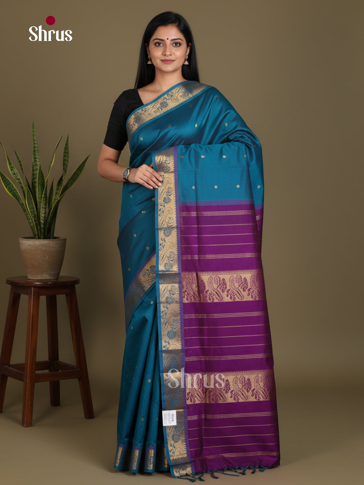 Silkcotton-halfpure Saree - EES16183 - Shop on Shrus.com