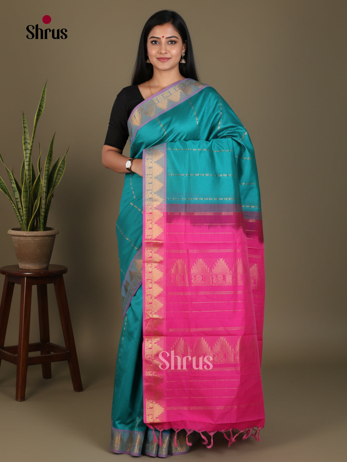 Silkcotton-halfpure Saree - EES16184 - Shop on Shrus.com