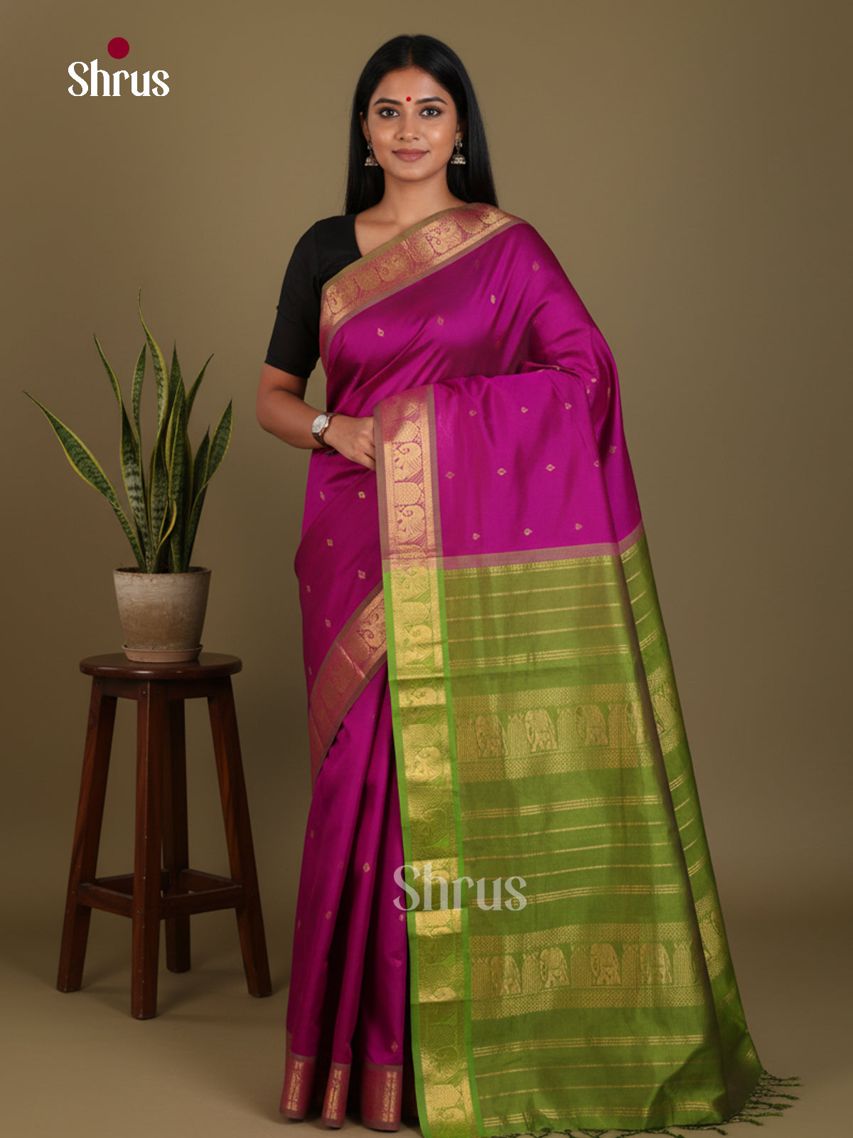 Silkcotton-halfpure Saree - EES16186 - Shop on Shrus.com