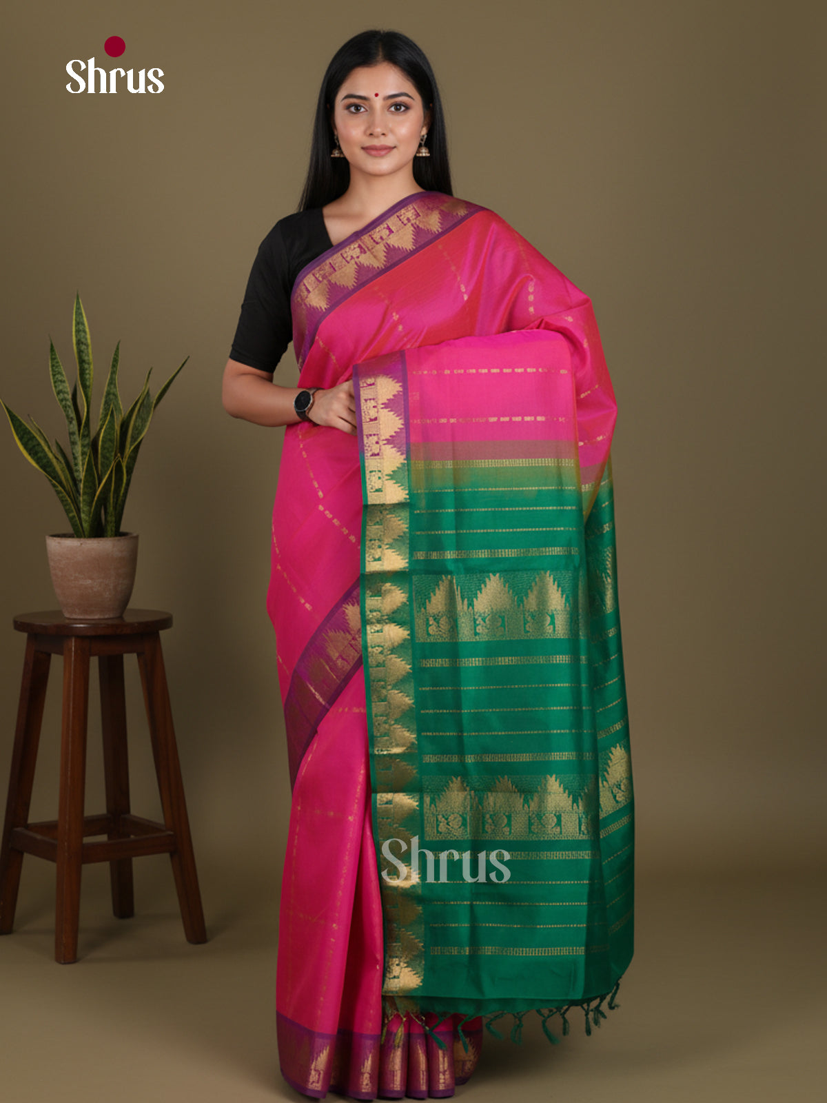 Silkcotton-halfpure Saree - EES16191 - Shop on Shrus.com