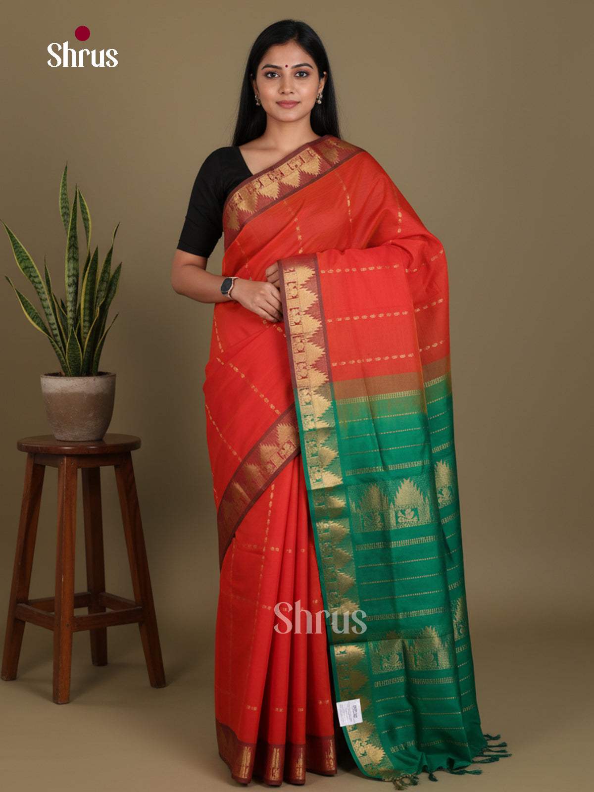 Silkcotton-halfpure Saree - EES16192 - Shop on Shrus.com