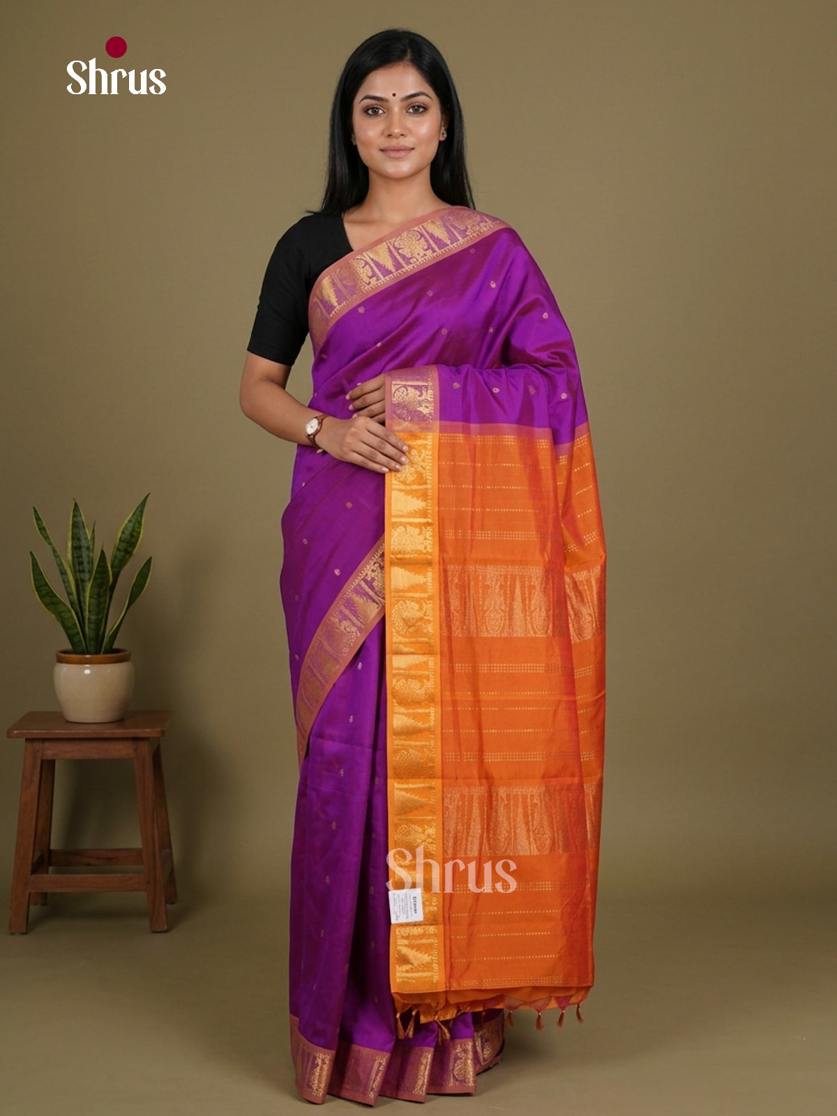 Silkcotton-halfpure Saree - EES16193 - Shop on Shrus.com