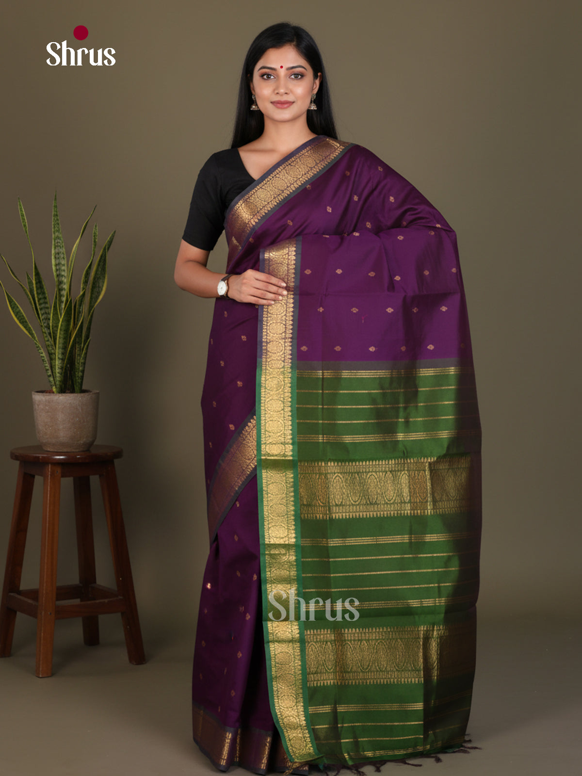 Silkcotton-halfpure Saree - EES16195 - Shop on Shrus.com