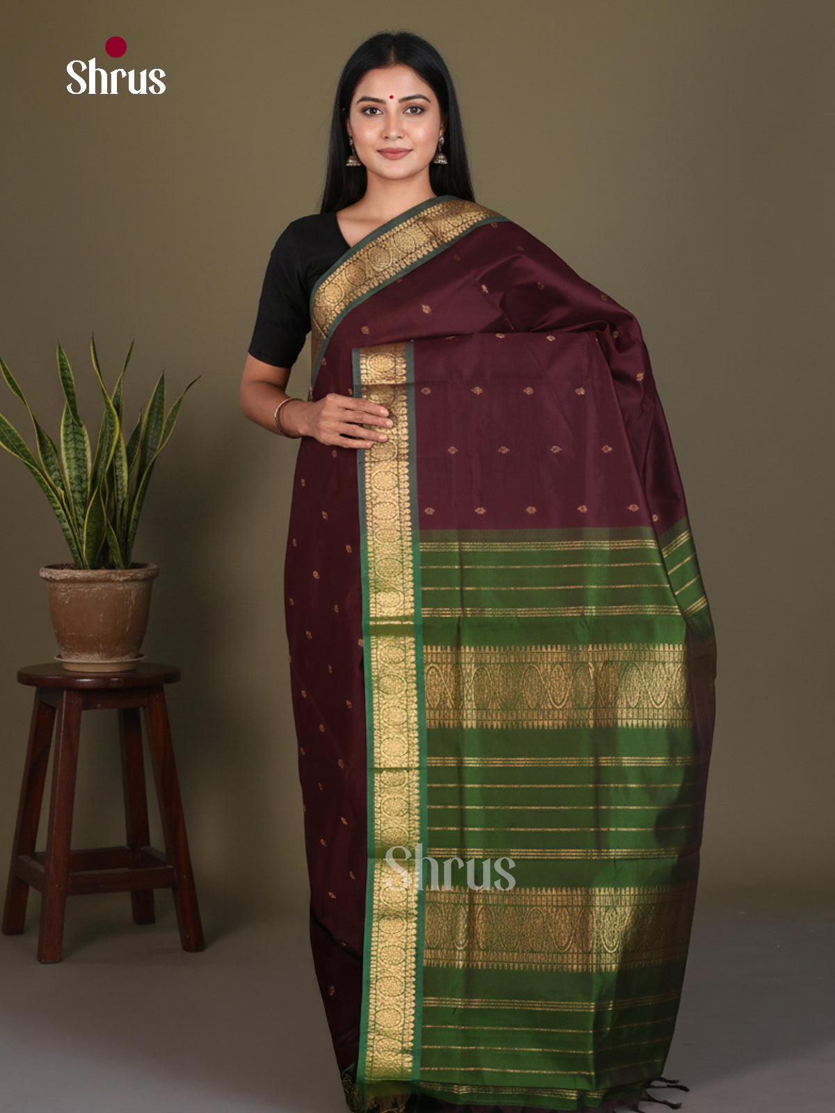 Silkcotton-halfpure Saree - EES16196 - Shop on Shrus.com