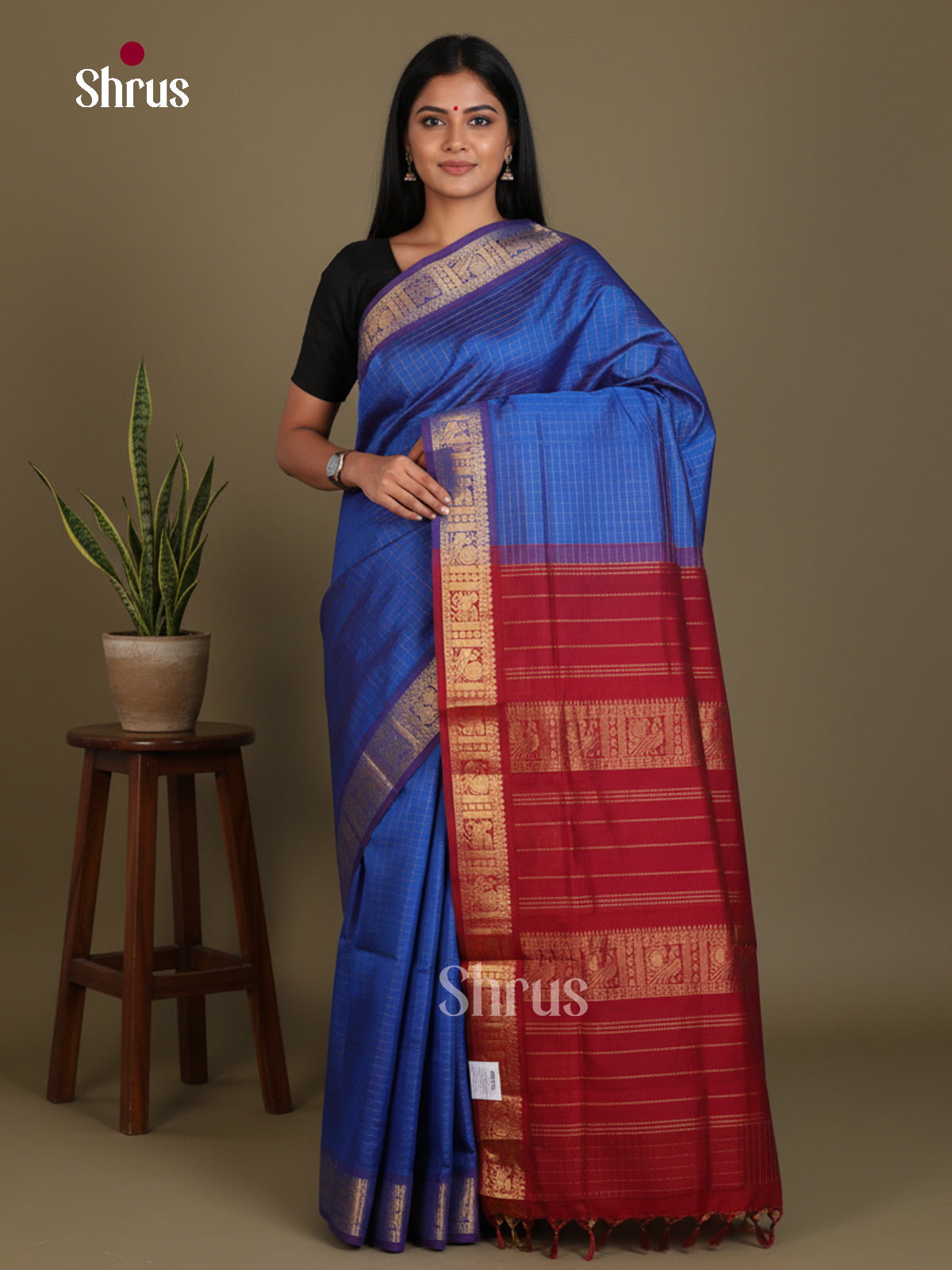 Silkcotton-halfpure Saree - EES16227 - Shop on Shrus.com