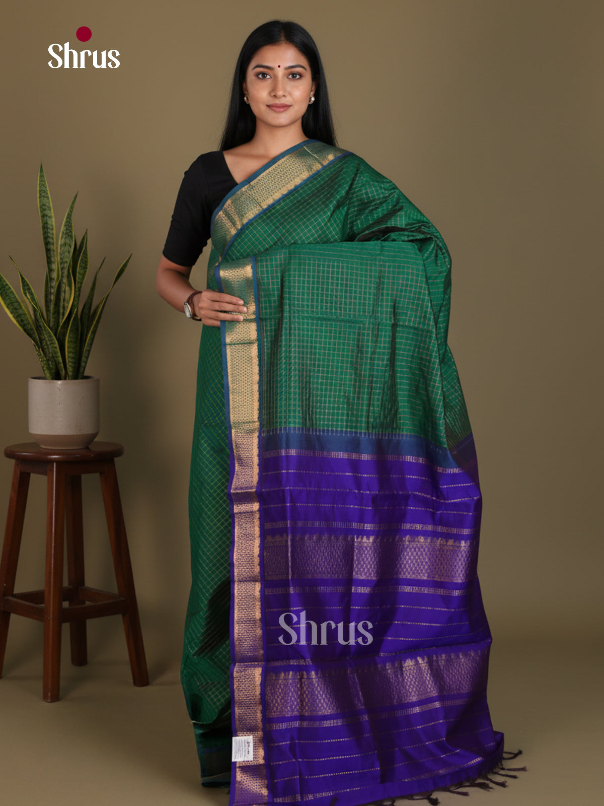 Silkcotton-halfpure Saree - EES16230 - Shop on Shrus.com