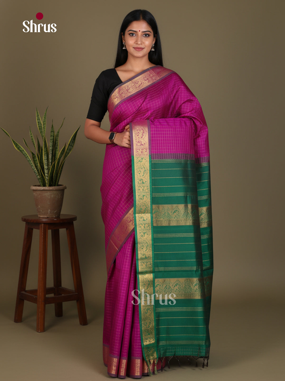 Silkcotton-halfpure Saree - EES16234 - Shop on Shrus.com
