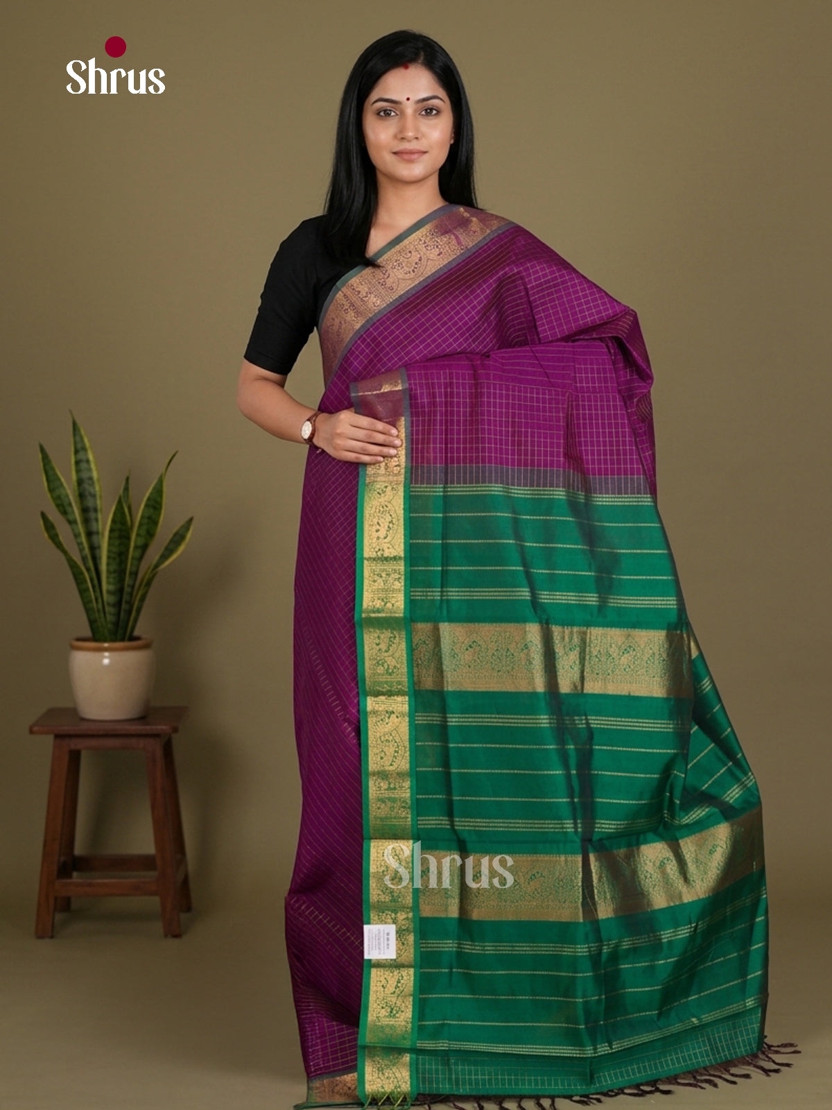 Silkcotton-halfpure Saree - EES16236 - Shop on Shrus.com