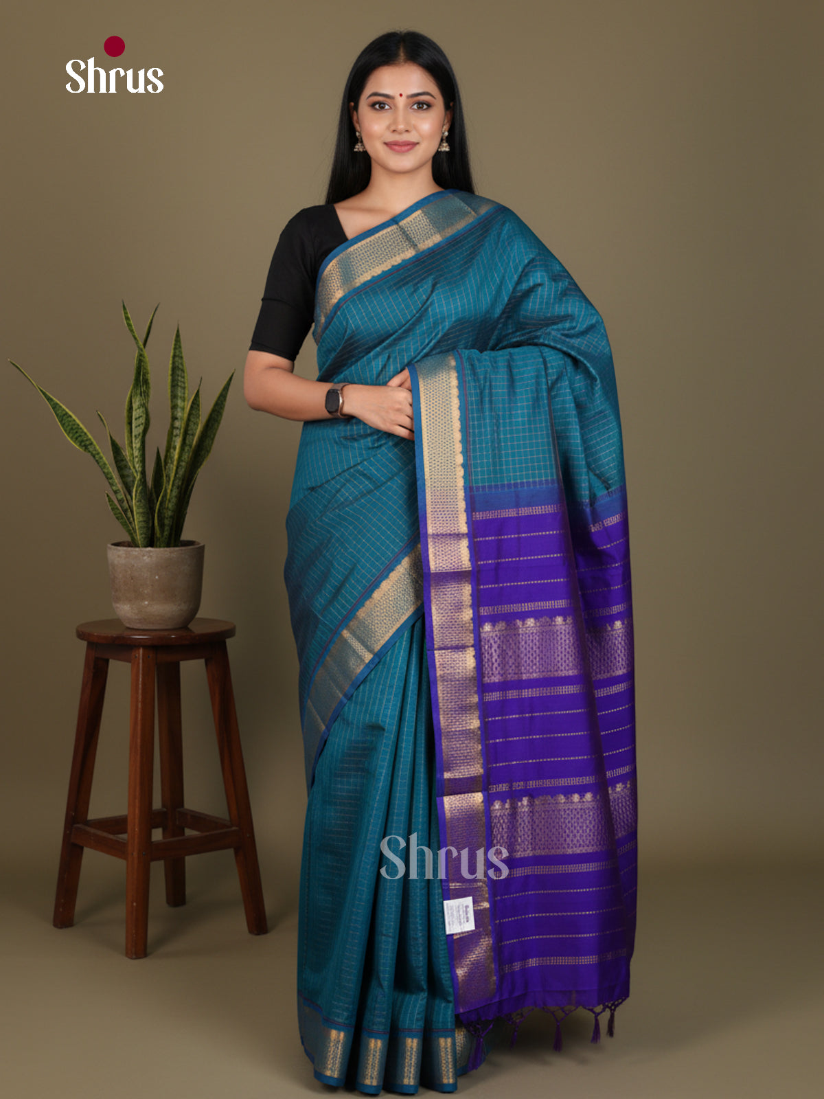 Silkcotton-halfpure Saree - EES16238 - Shop on Shrus.com