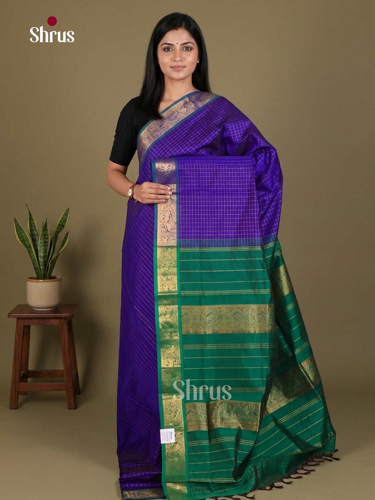 Silkcotton-halfpure Saree - EES16239 - Shop on Shrus.com