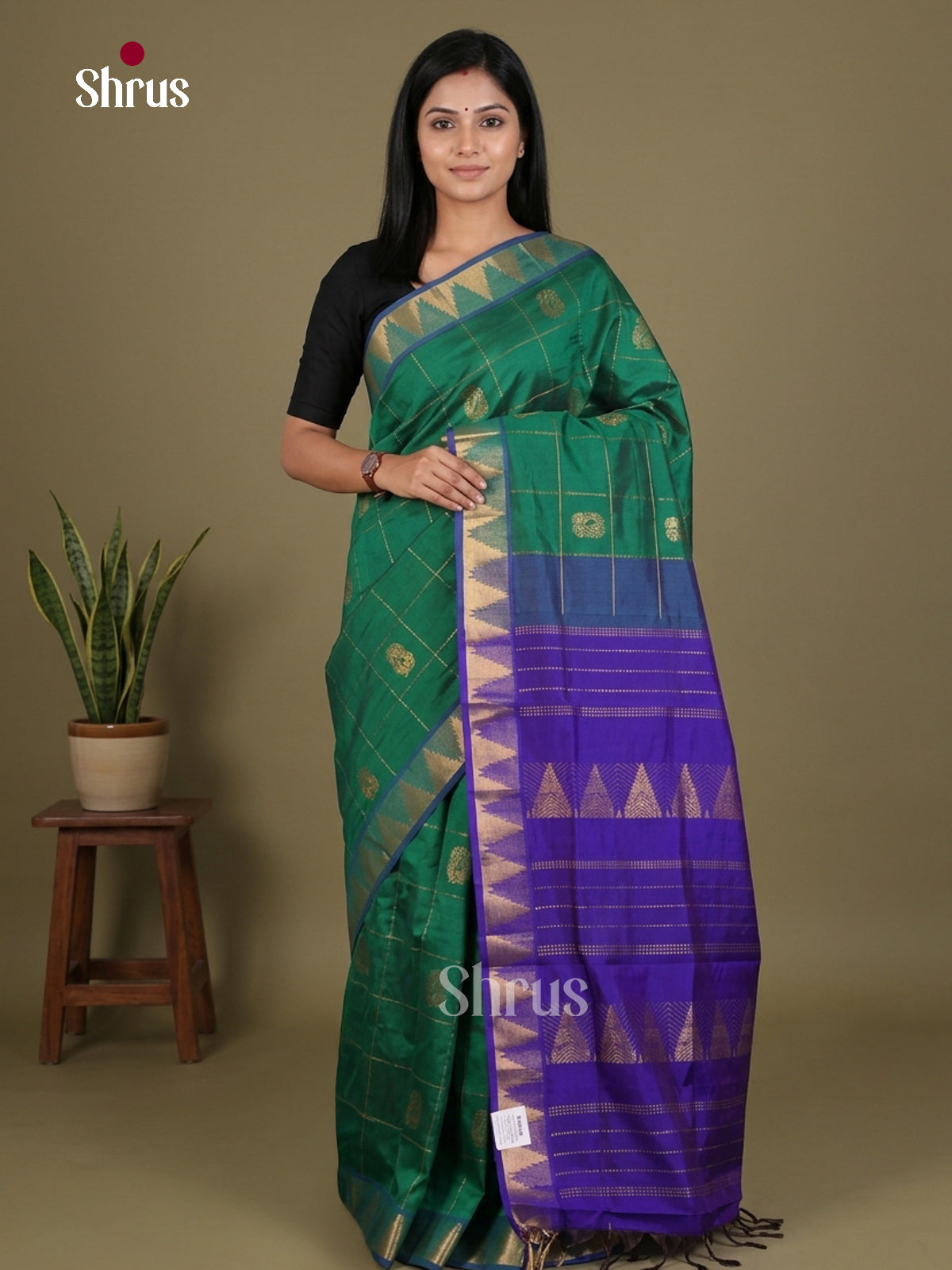 Silkcotton-halfpure Saree - EES16257 - Shop on Shrus.com