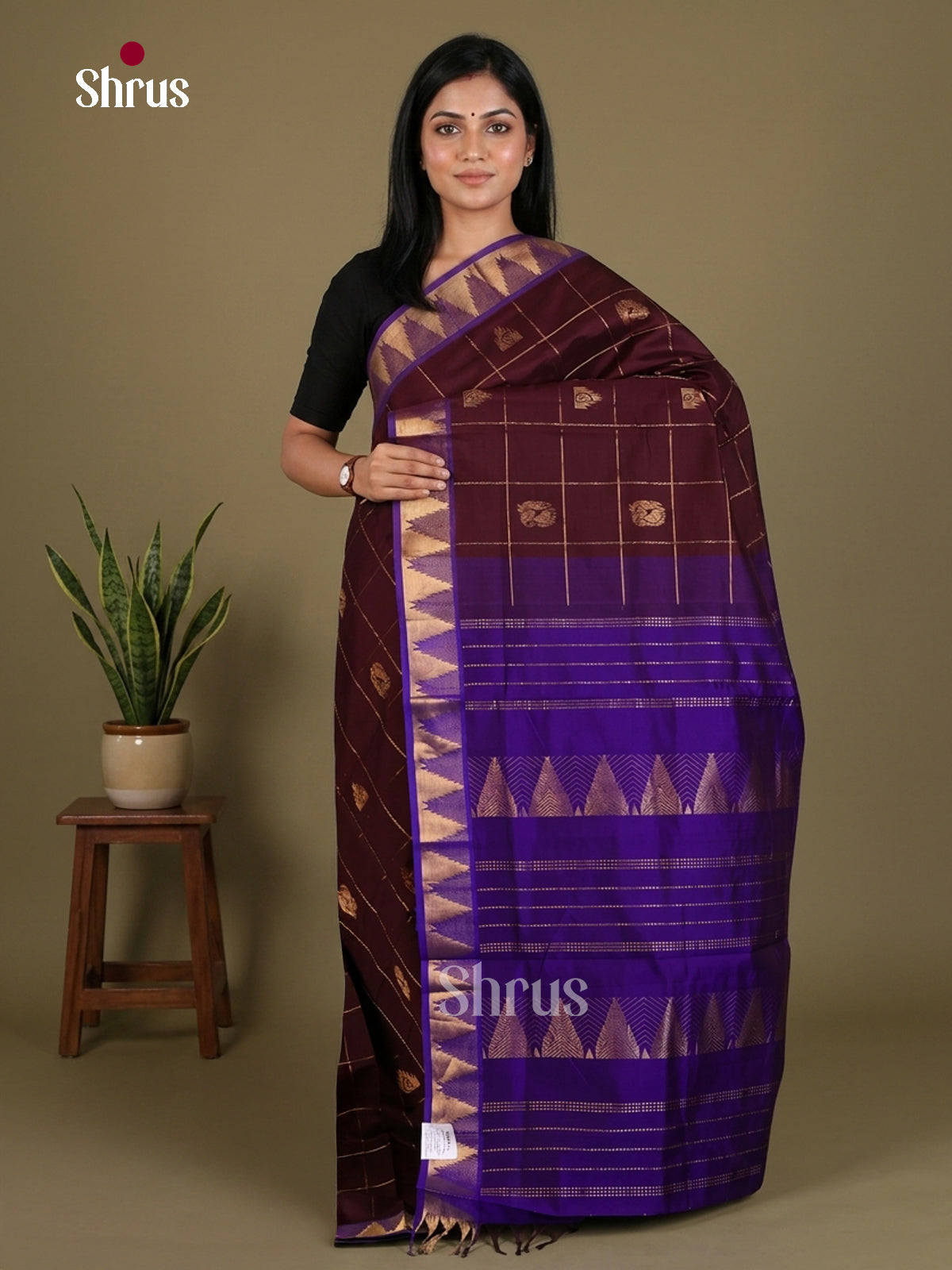 Silkcotton-halfpure Saree - EES16258 - Shop on Shrus.com