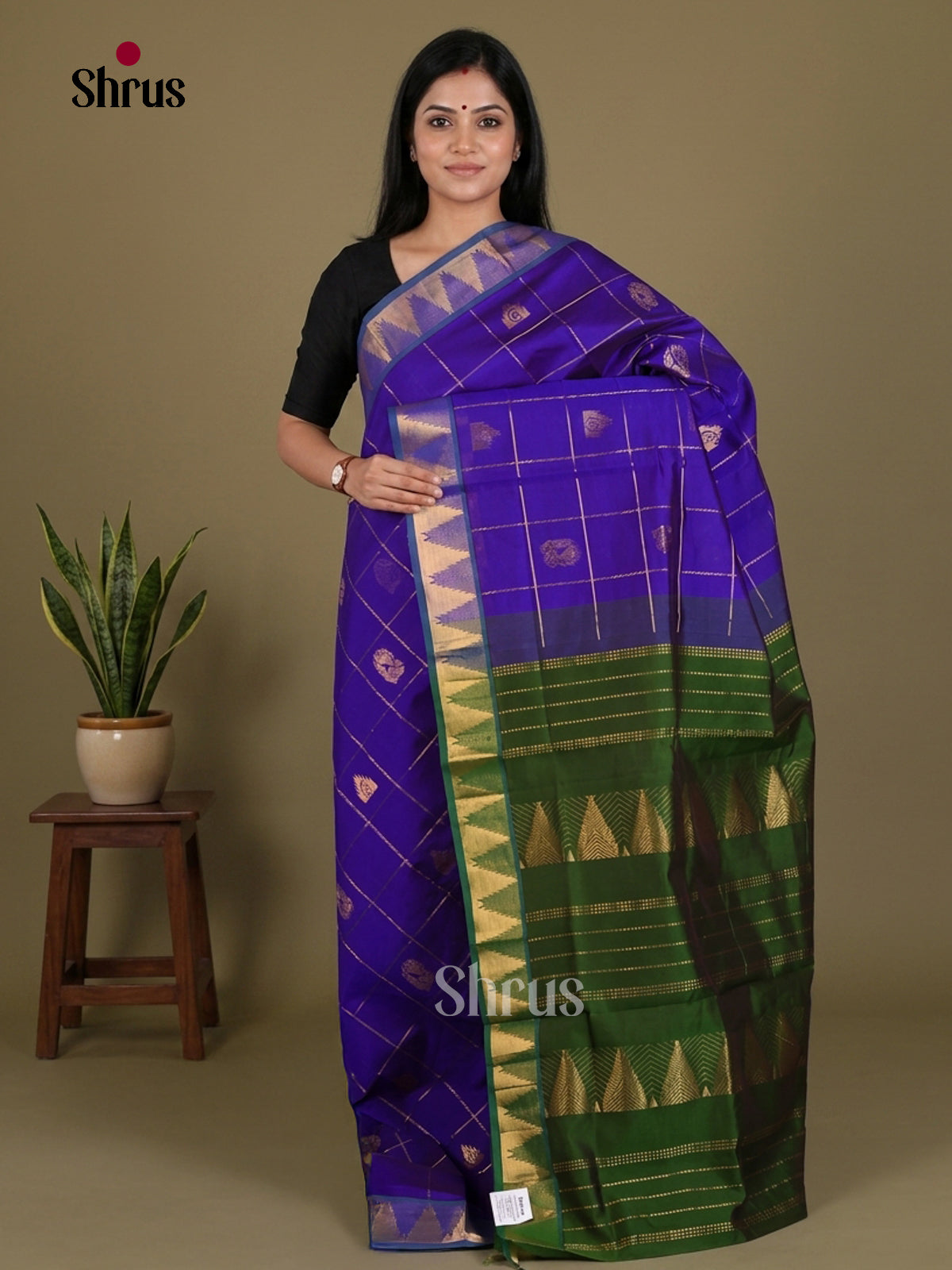 Silkcotton-halfpure Saree - EES16259 - Shop on Shrus.com