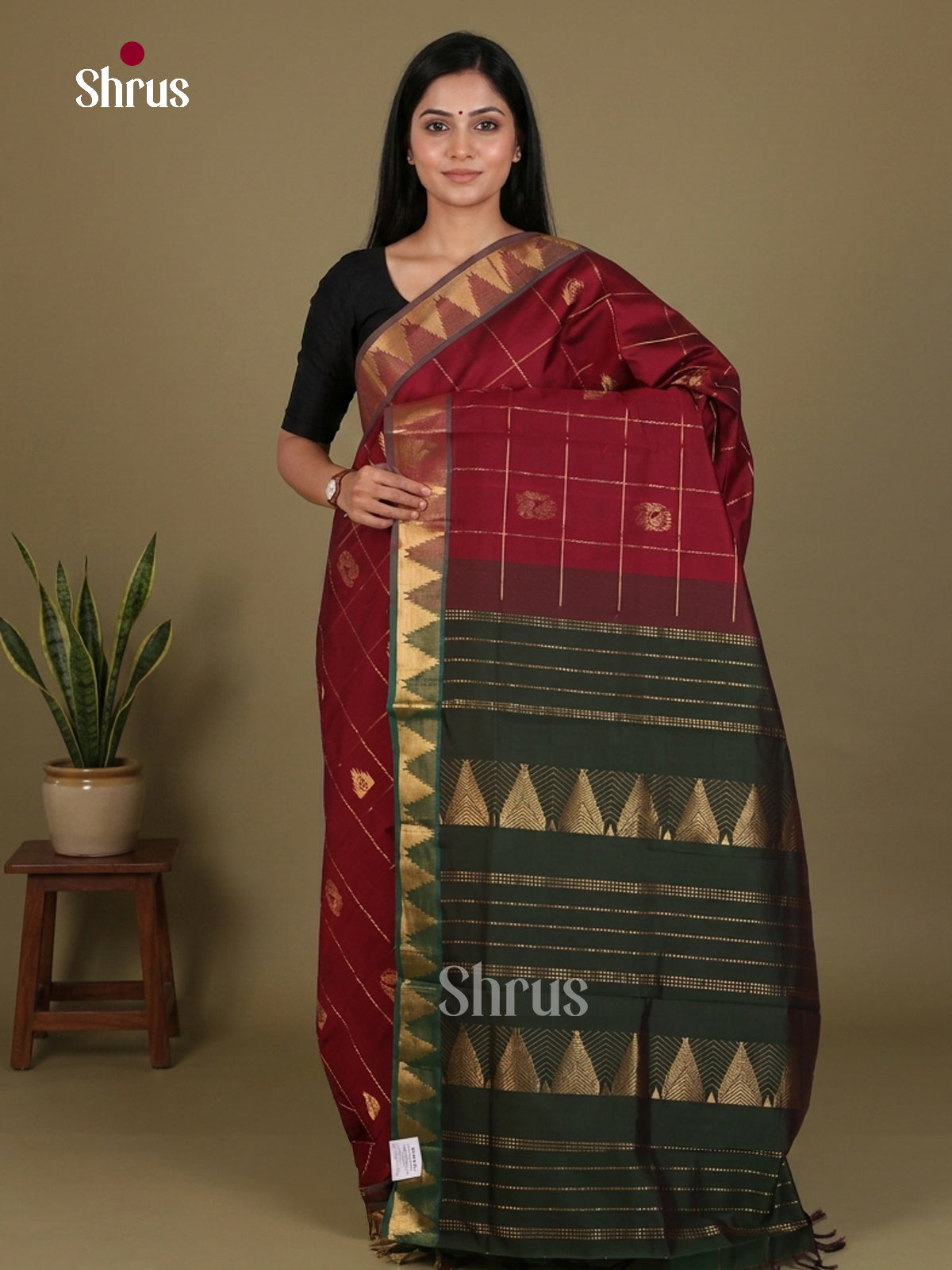Silkcotton-halfpure Saree - EES16263 - Shop on Shrus.com