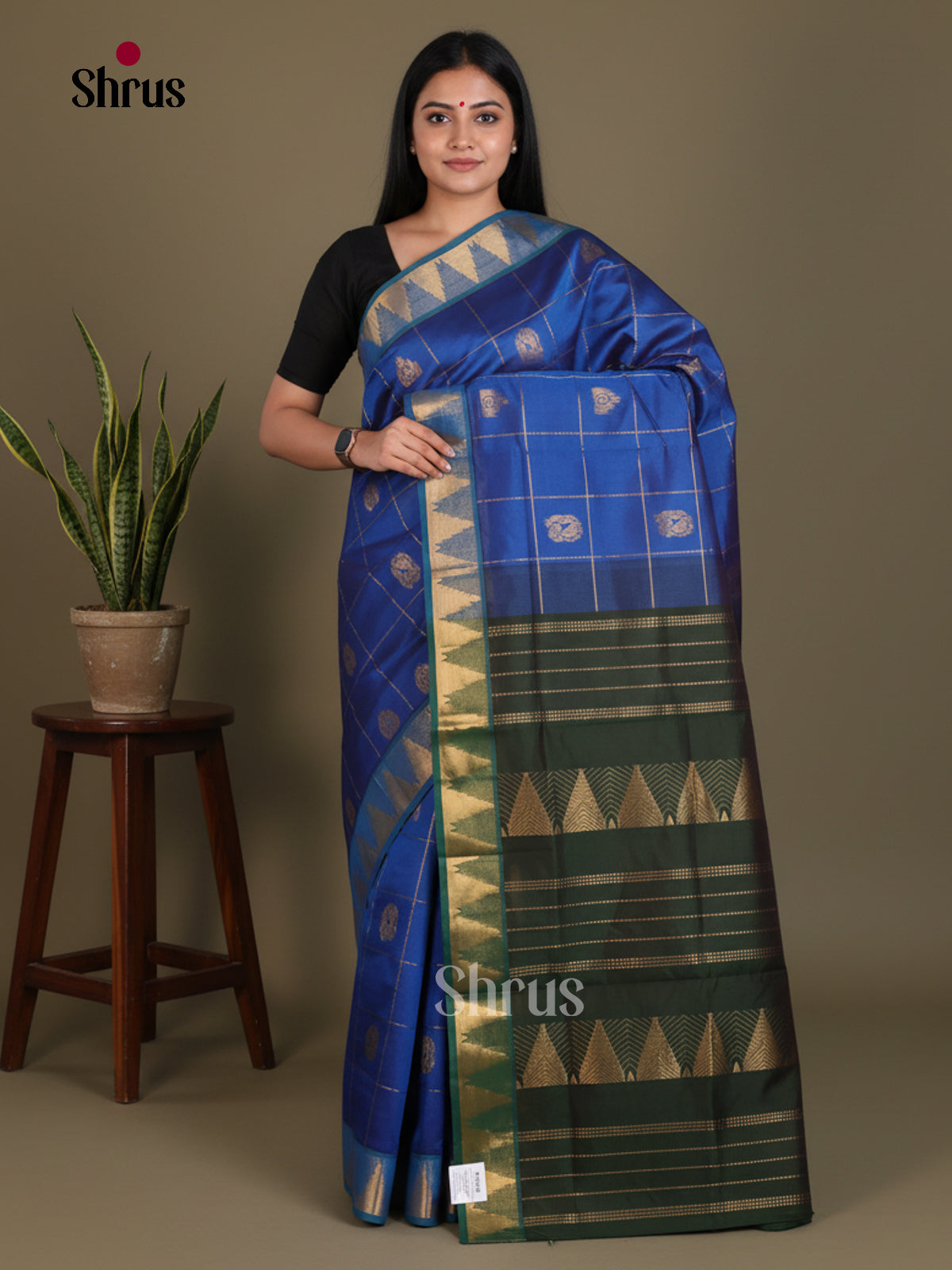 Silkcotton-halfpure Saree - EES16265 - Shop on Shrus.com