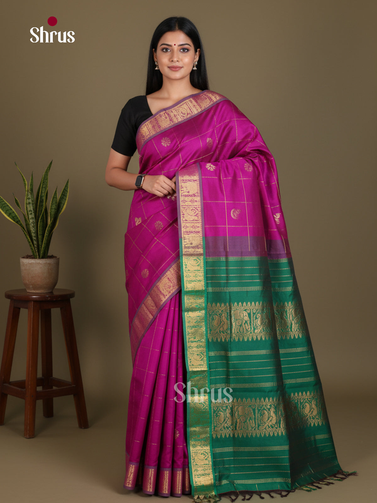 Silkcotton-halfpure Saree - EES16266 - Shop on Shrus.com