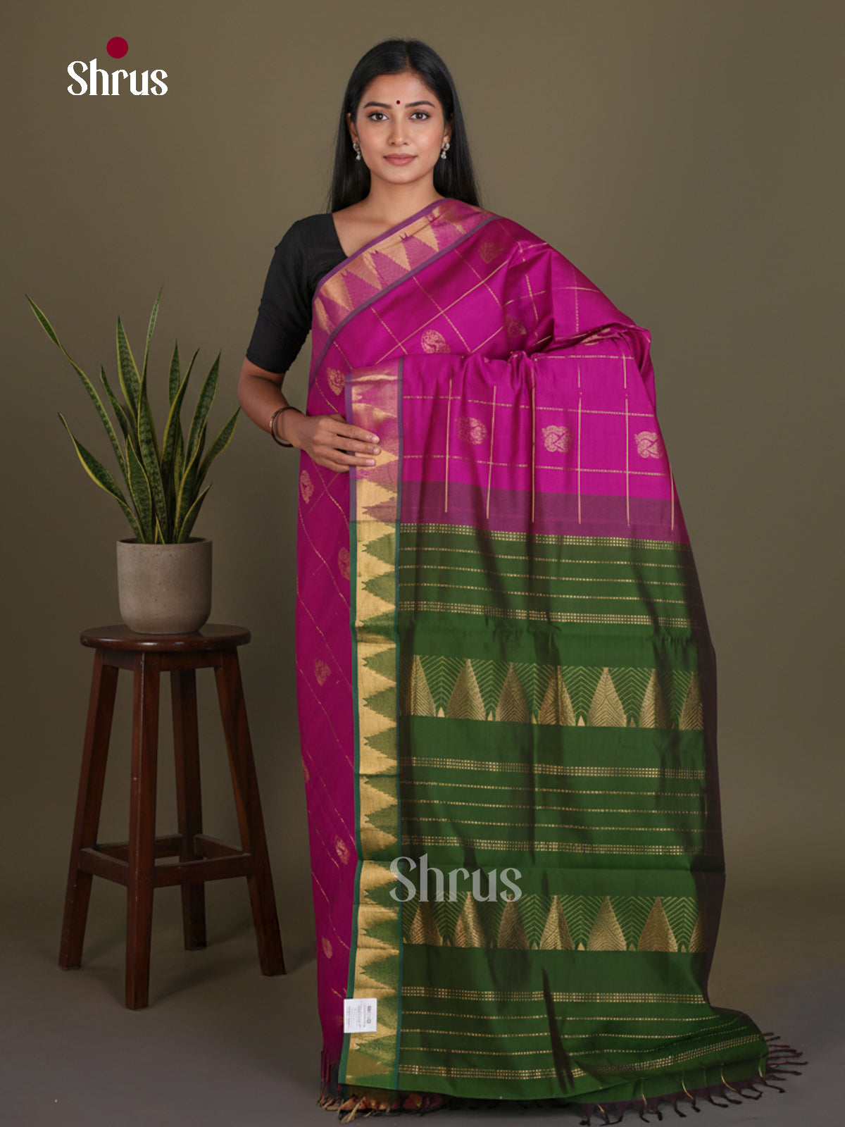 Silkcotton-halfpure Saree - EES16268 - Shop on Shrus.com