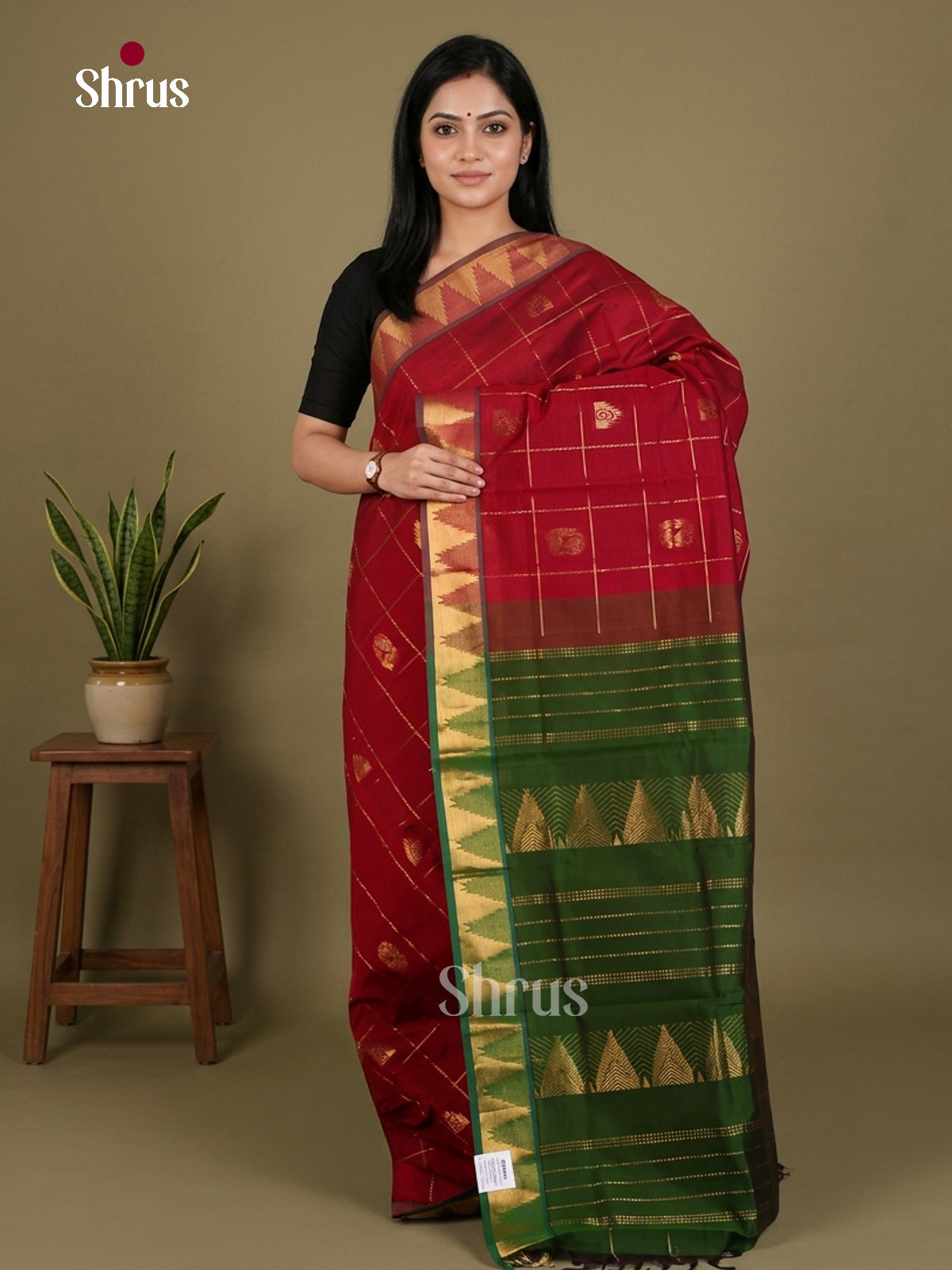 Silkcotton-halfpure Saree - EES16290 - Shop on Shrus.com