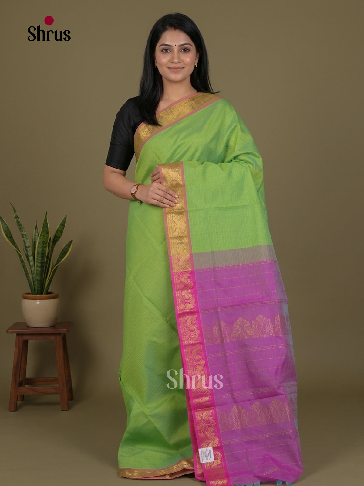 Silkcotton-halfpure Saree - EES16291 - Shop on Shrus.com