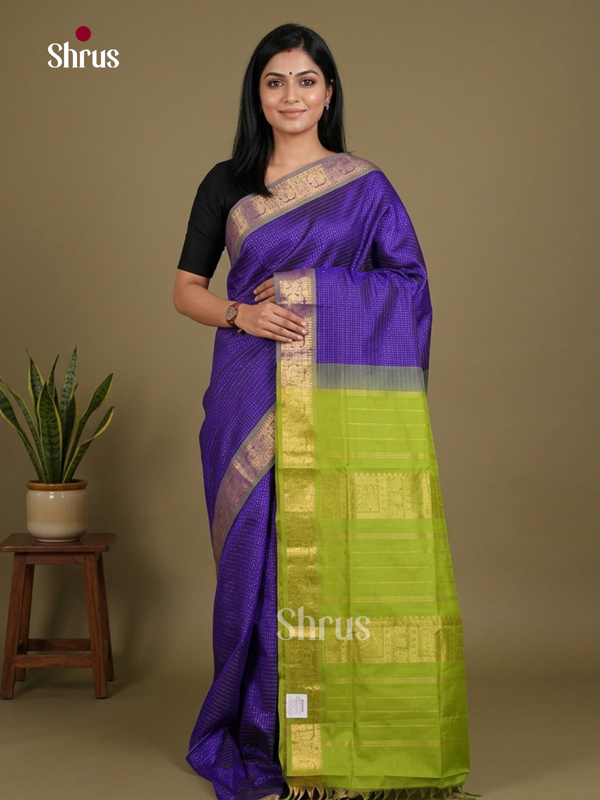 Silkcotton-halfpure Saree - EES16292 - Shop on Shrus.com