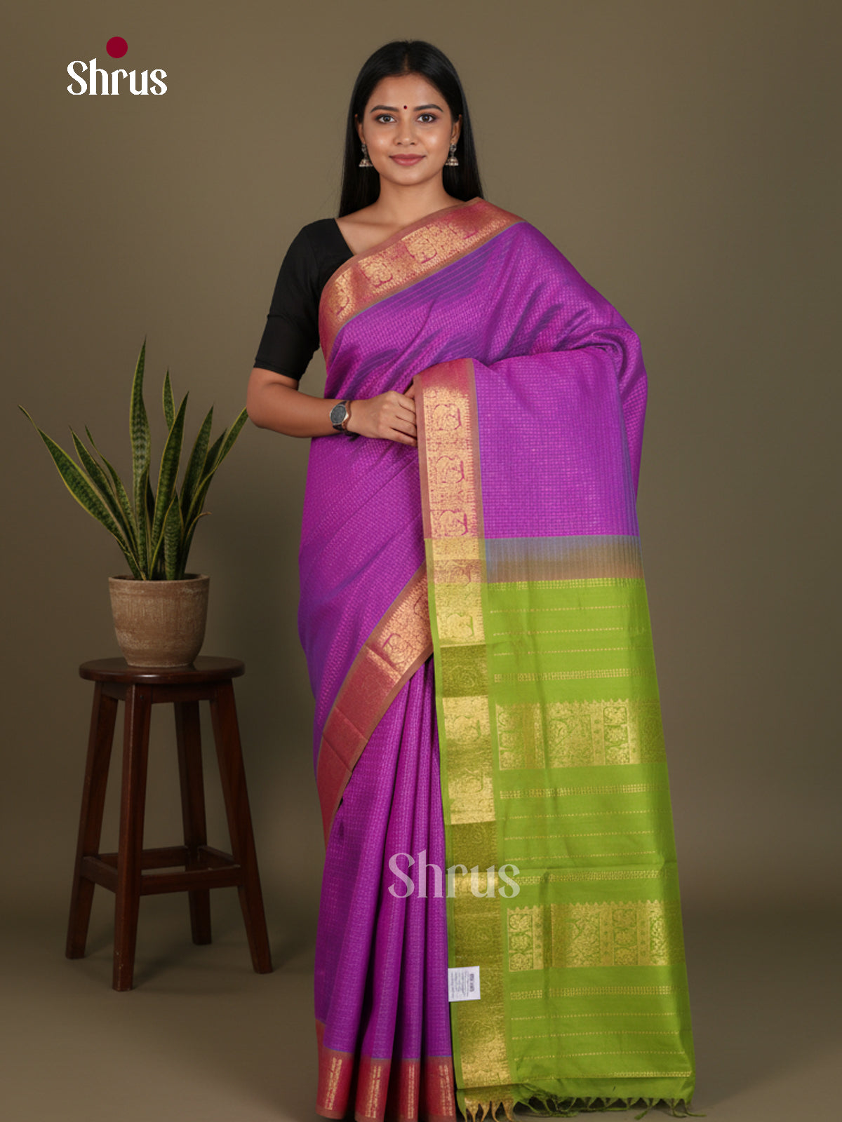 Silkcotton-halfpure Saree - EES16304 - Shop on Shrus.com