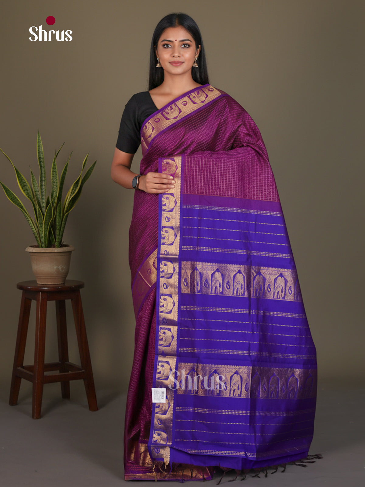 Silkcotton-halfpure Saree - EES16305 - Shop on Shrus.com