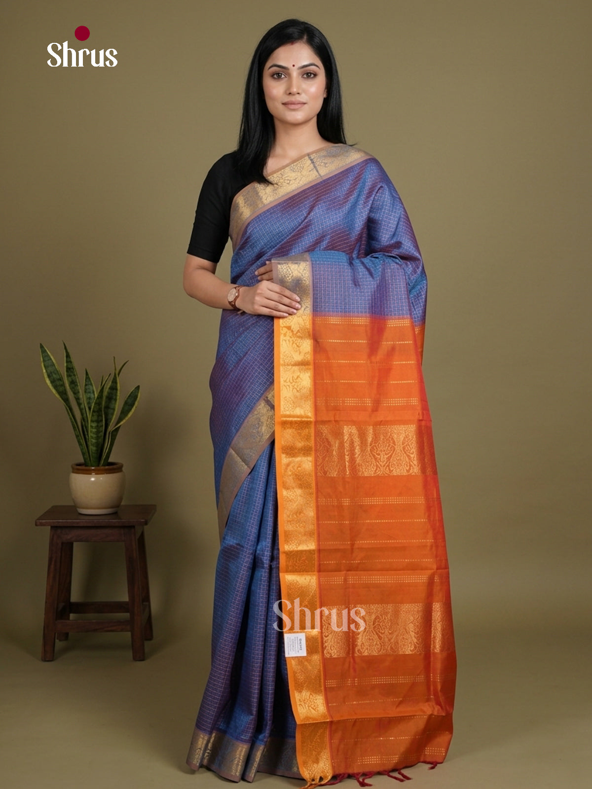 Silkcotton-halfpure Saree - EES16315 - Shop on Shrus.com