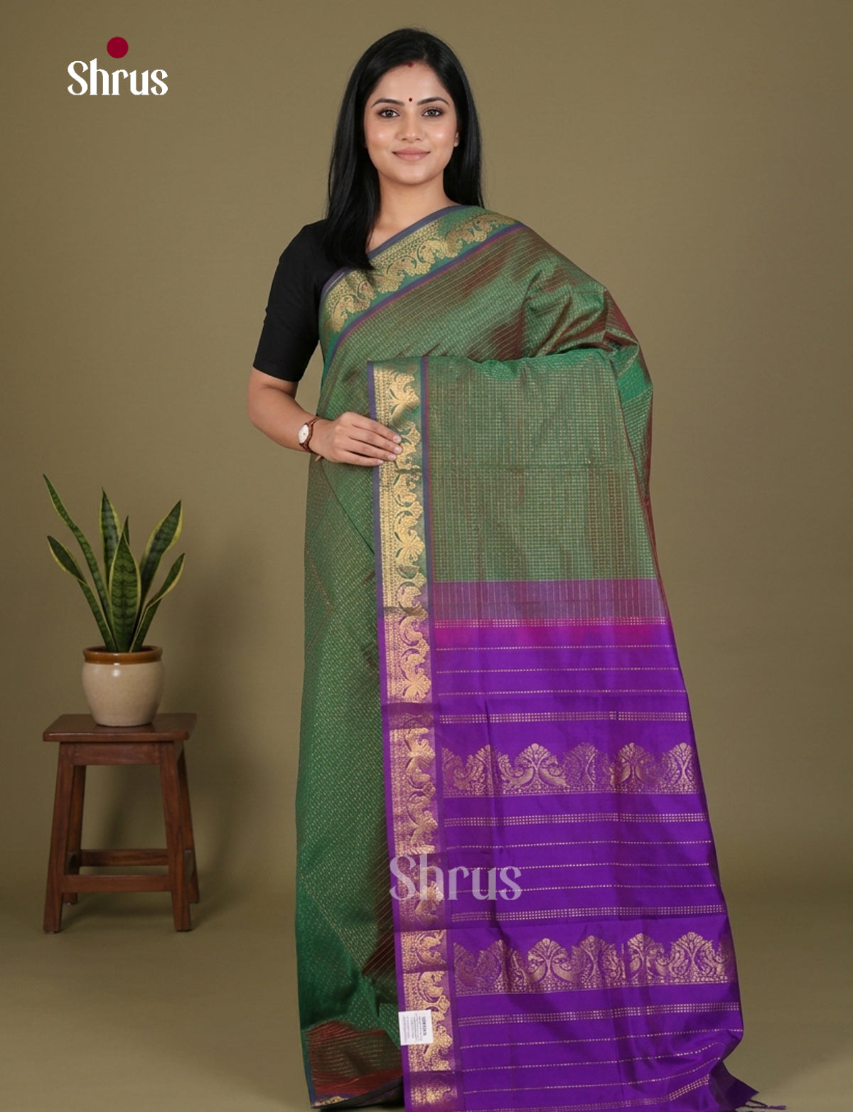 Silkcotton-halfpure Saree - EES16321 - Shop on Shrus.com
