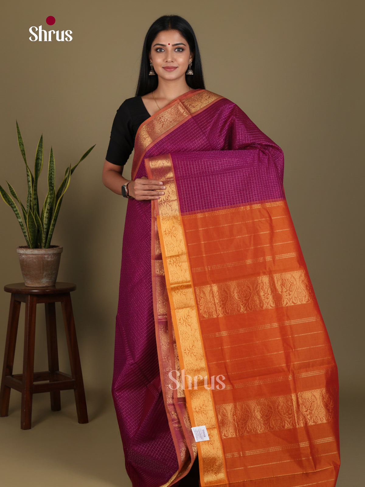 Silkcotton-halfpure Saree - EES16324 - Shop on Shrus.com