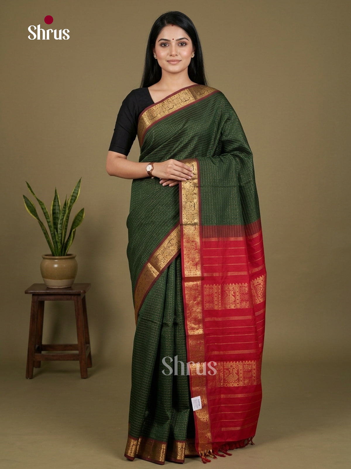 Silkcotton-halfpure Saree - EES16330 - Shop on Shrus.com