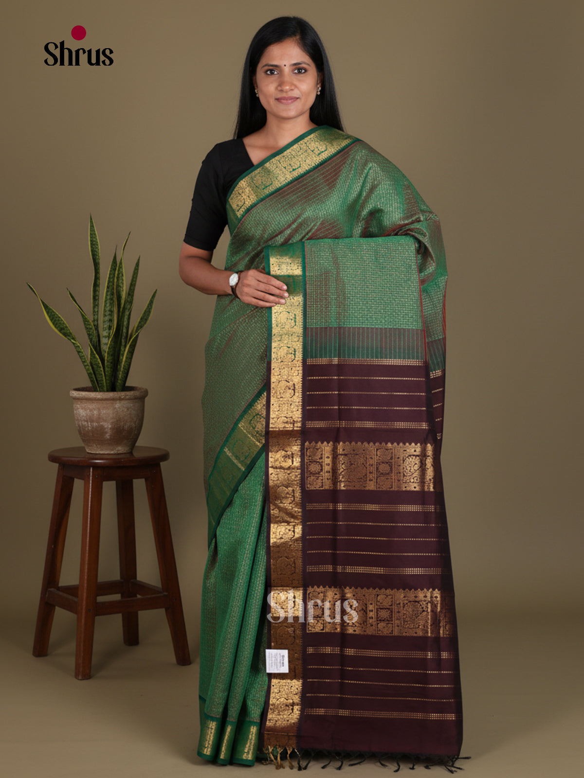 Silkcotton-halfpure Saree - EES16332 - Shop on Shrus.com