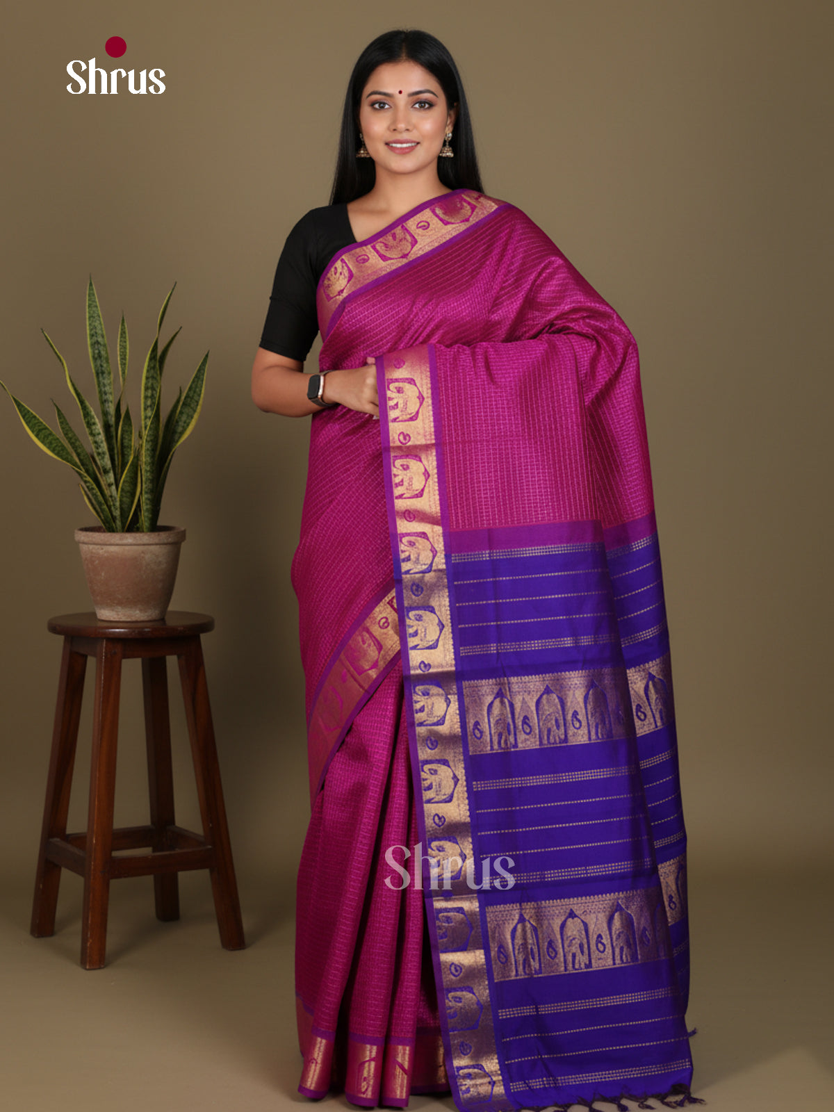 Silkcotton-halfpure Saree - EES16334 - Shop on Shrus.com
