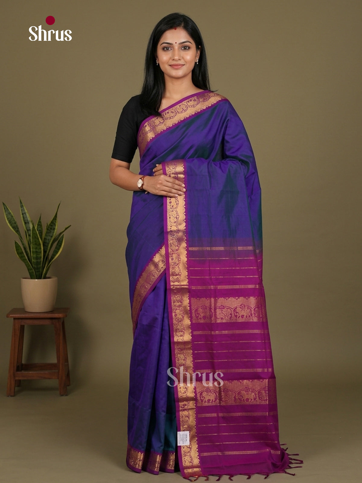 Silkcotton-halfpure Saree - EES16365 - Shop on Shrus.com
