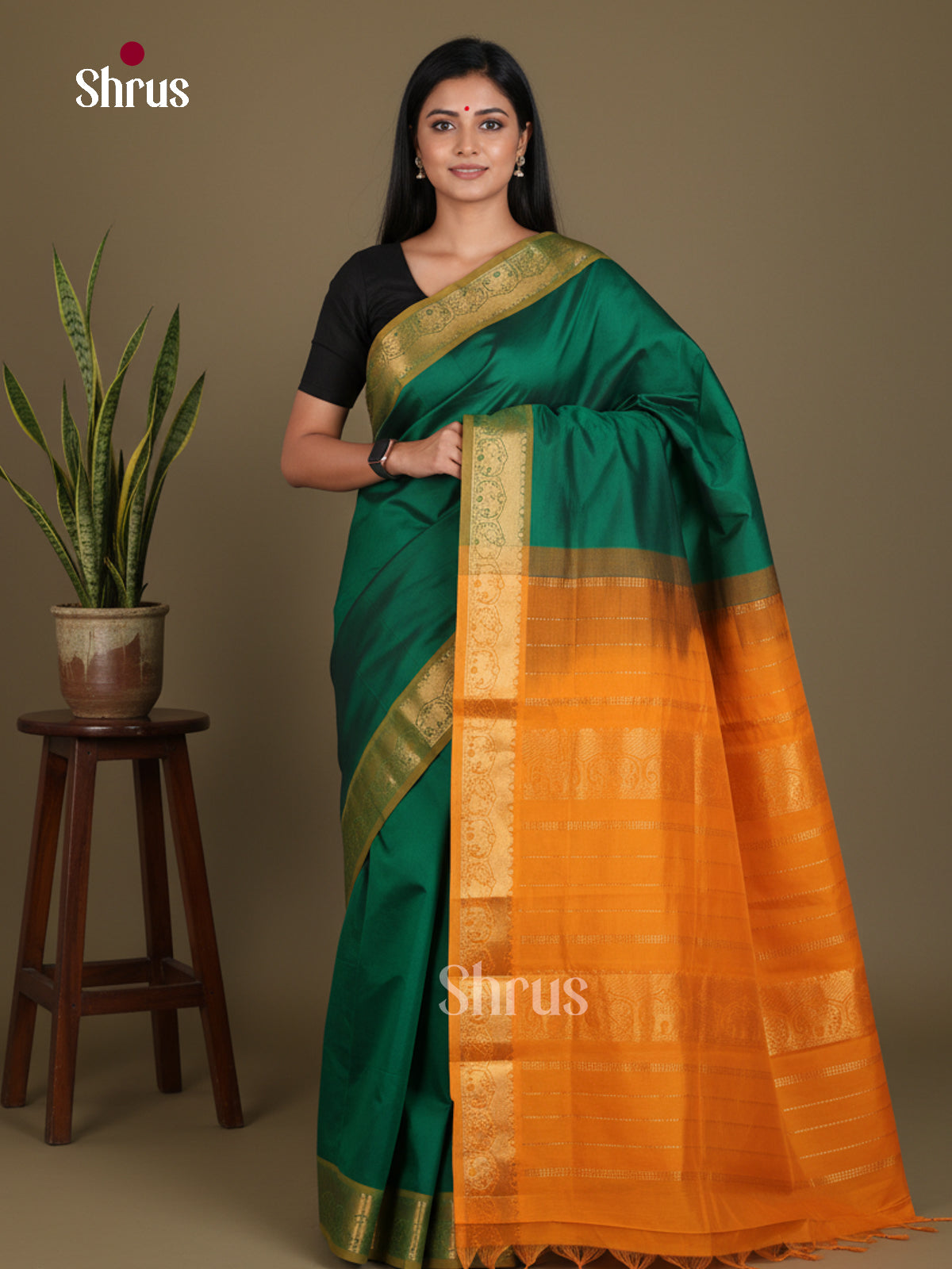 Silkcotton-halfpure Saree - EES16366 - Shop on Shrus.com