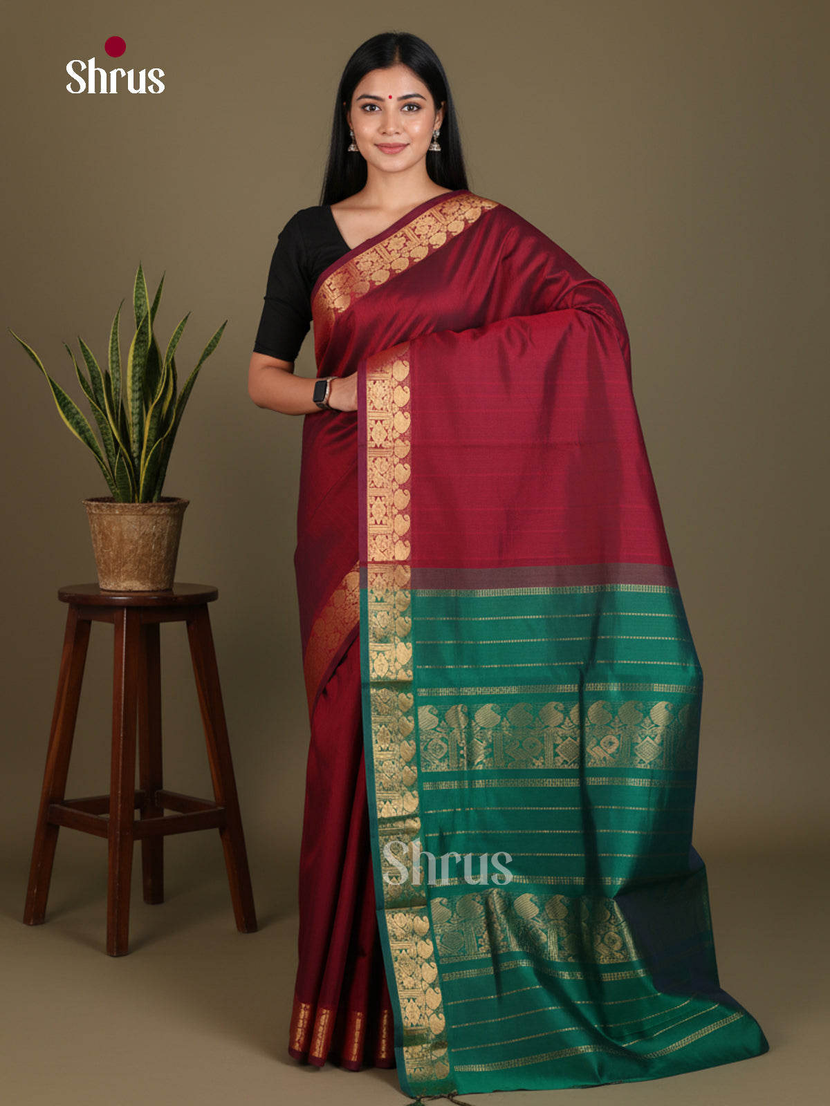 Silkcotton-halfpure Saree - EES16371 - Shop on Shrus.com