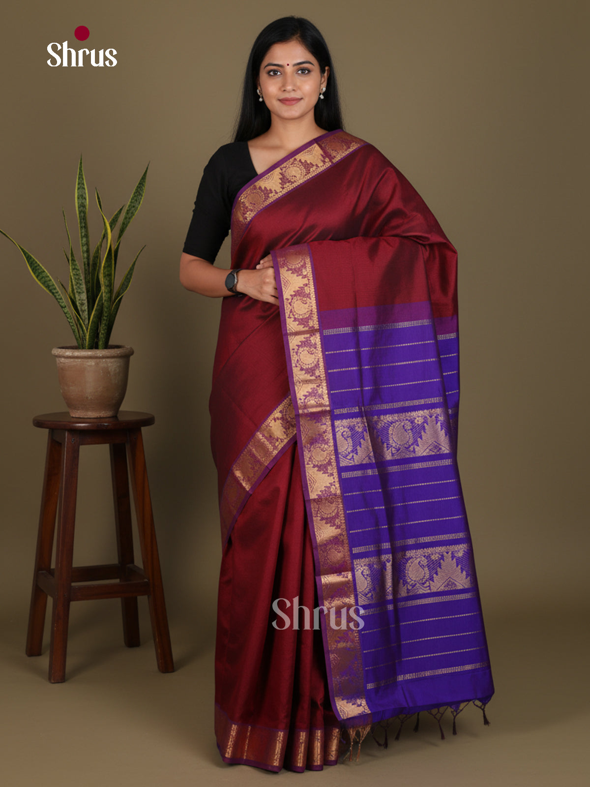 Silkcotton-halfpure Saree - EES16372 - Shop on Shrus.com
