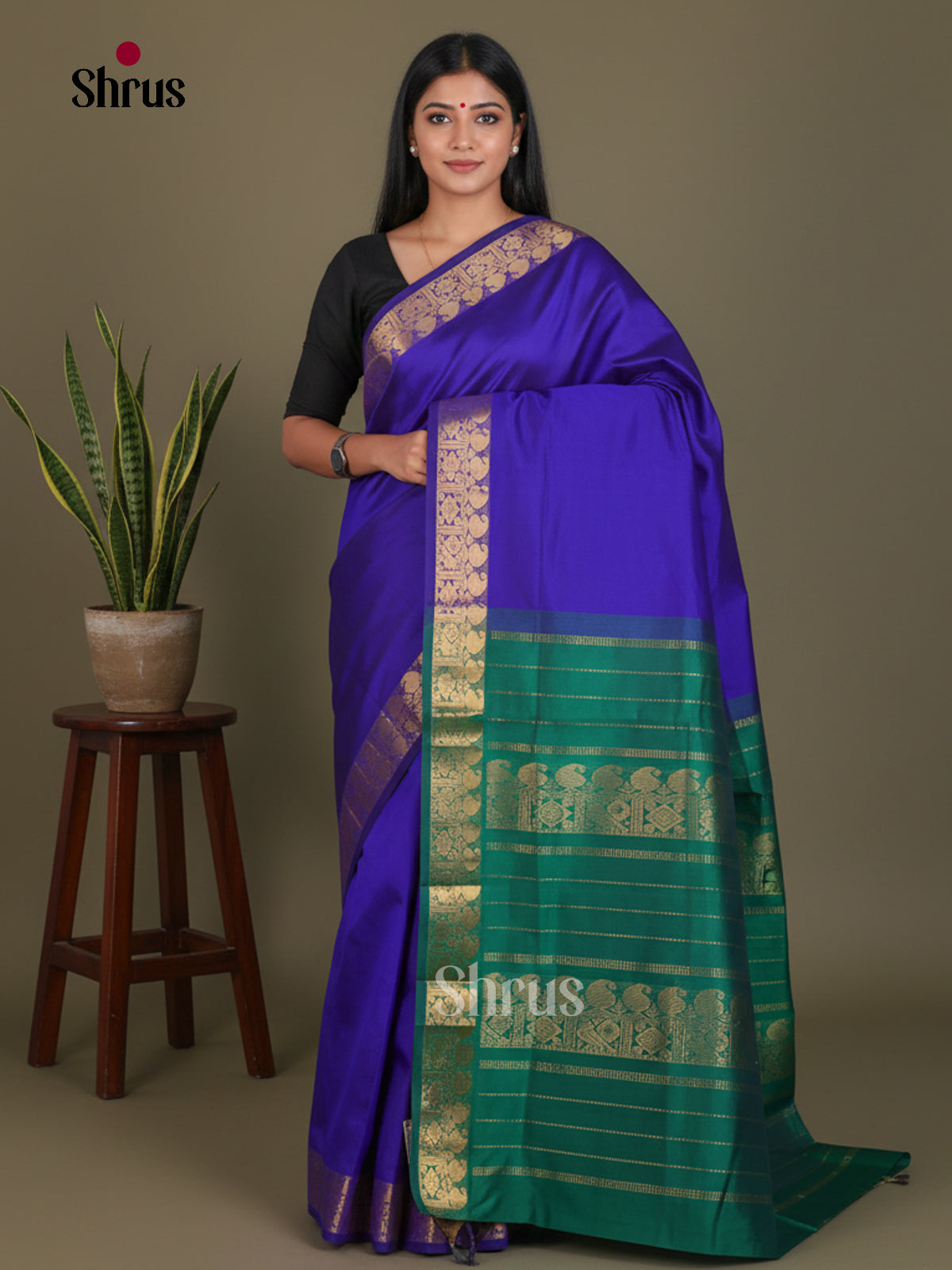 Silkcotton-halfpure Saree - EES16373 - Shop on Shrus.com