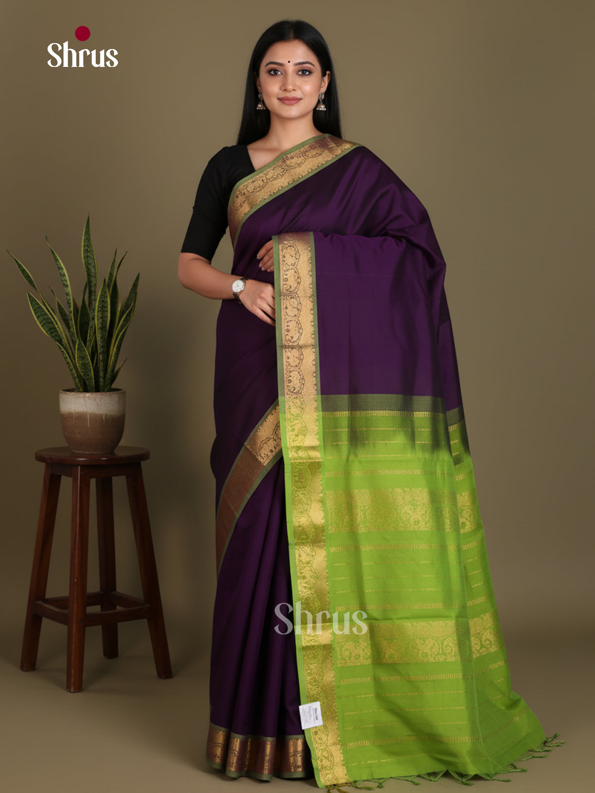 Silkcotton-halfpure Saree - EES16375 - Shop on Shrus.com