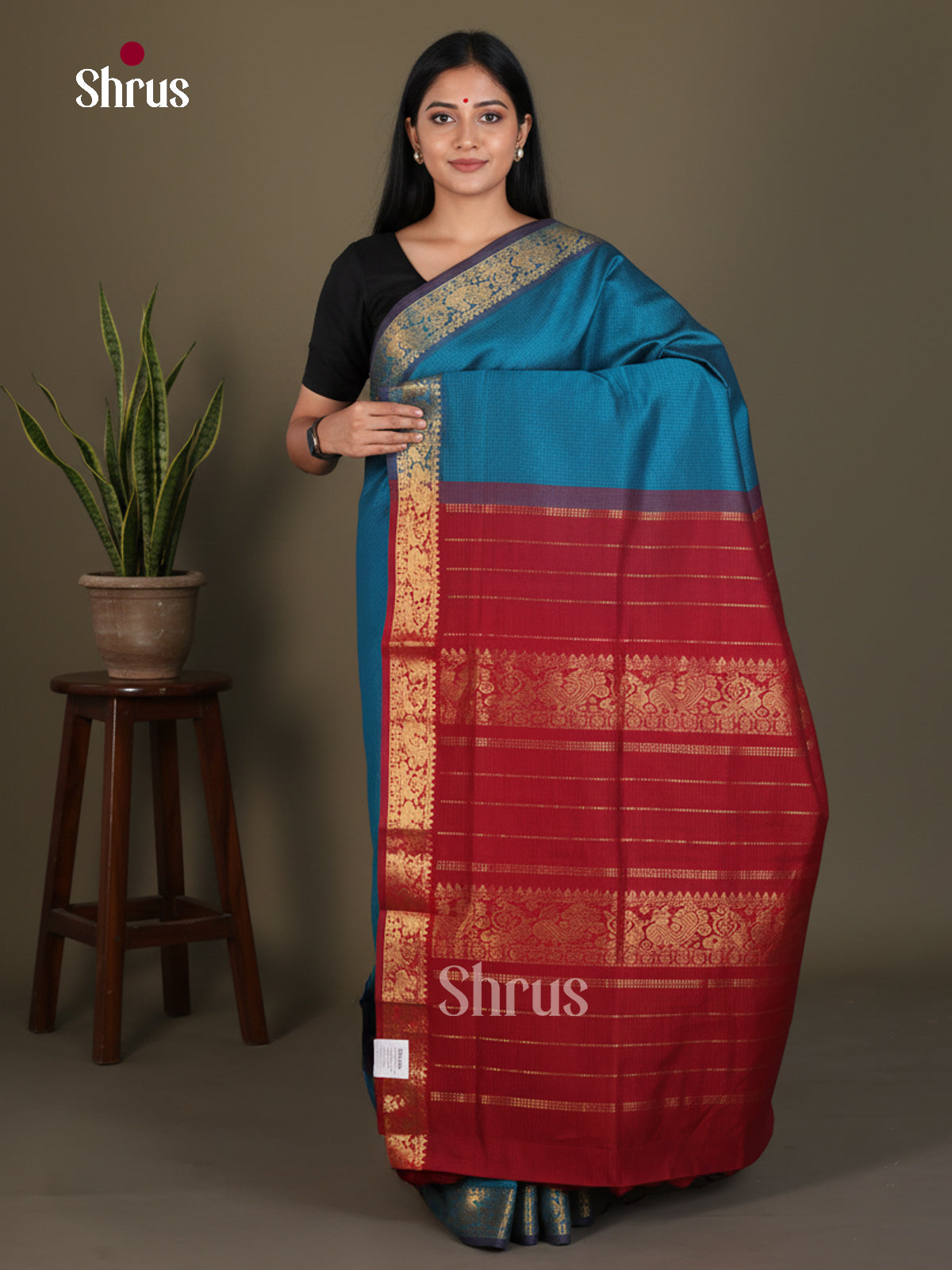 Silkcotton-halfpure Saree - EES16383 - Shop on Shrus.com