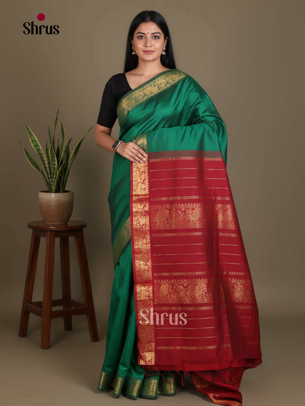 Silkcotton-halfpure Saree - EES16384 - Shop on Shrus.com