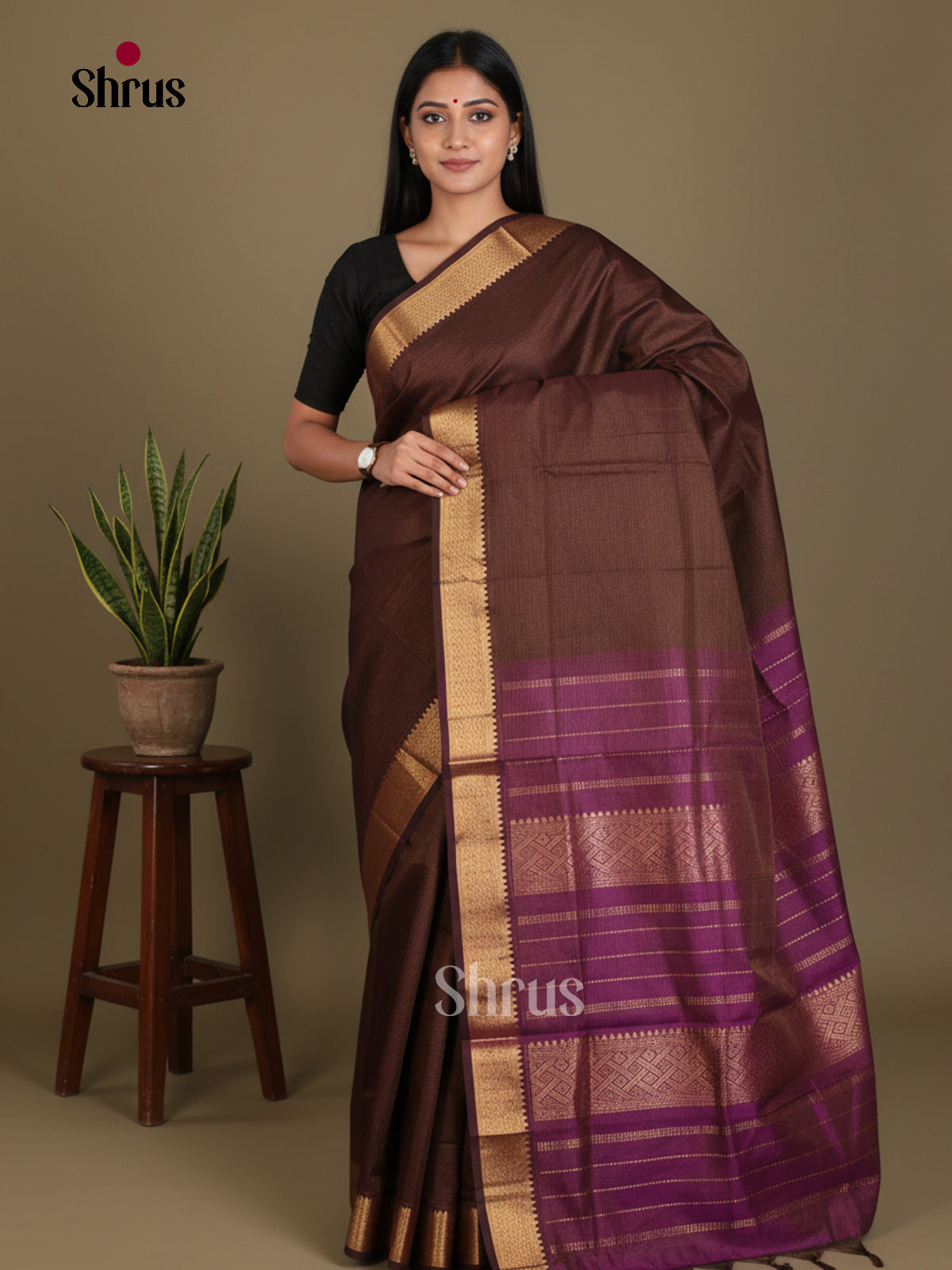 Silkcotton-halfpure Saree - EES16419 - Shop on Shrus.com