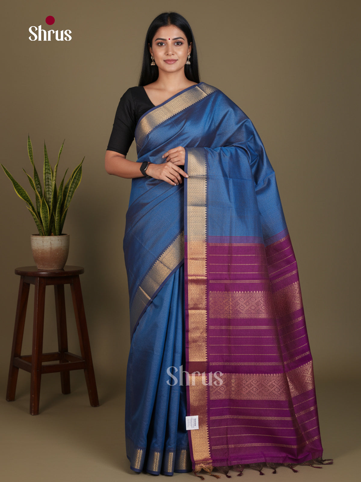 Silkcotton-halfpure Saree - EES16421 - Shop on Shrus.com
