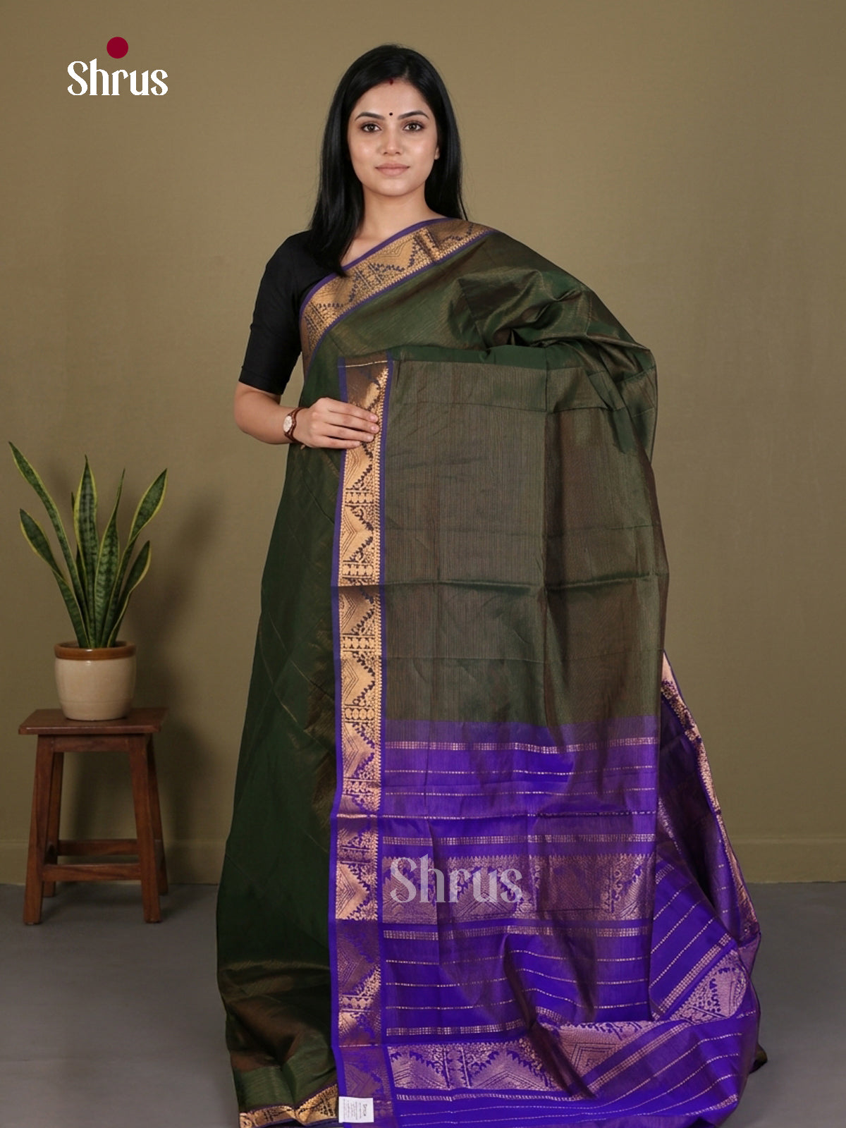 Silkcotton-halfpure Saree - EES16438 - Shop on Shrus.com