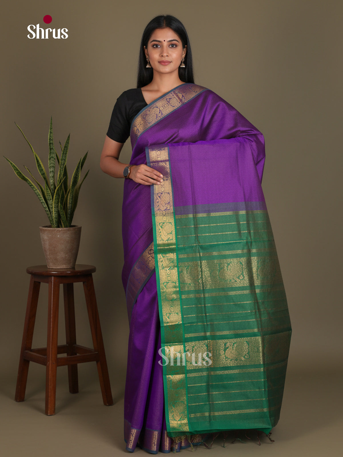 Silkcotton-halfpure Saree - EES16439 - Shop on Shrus.com