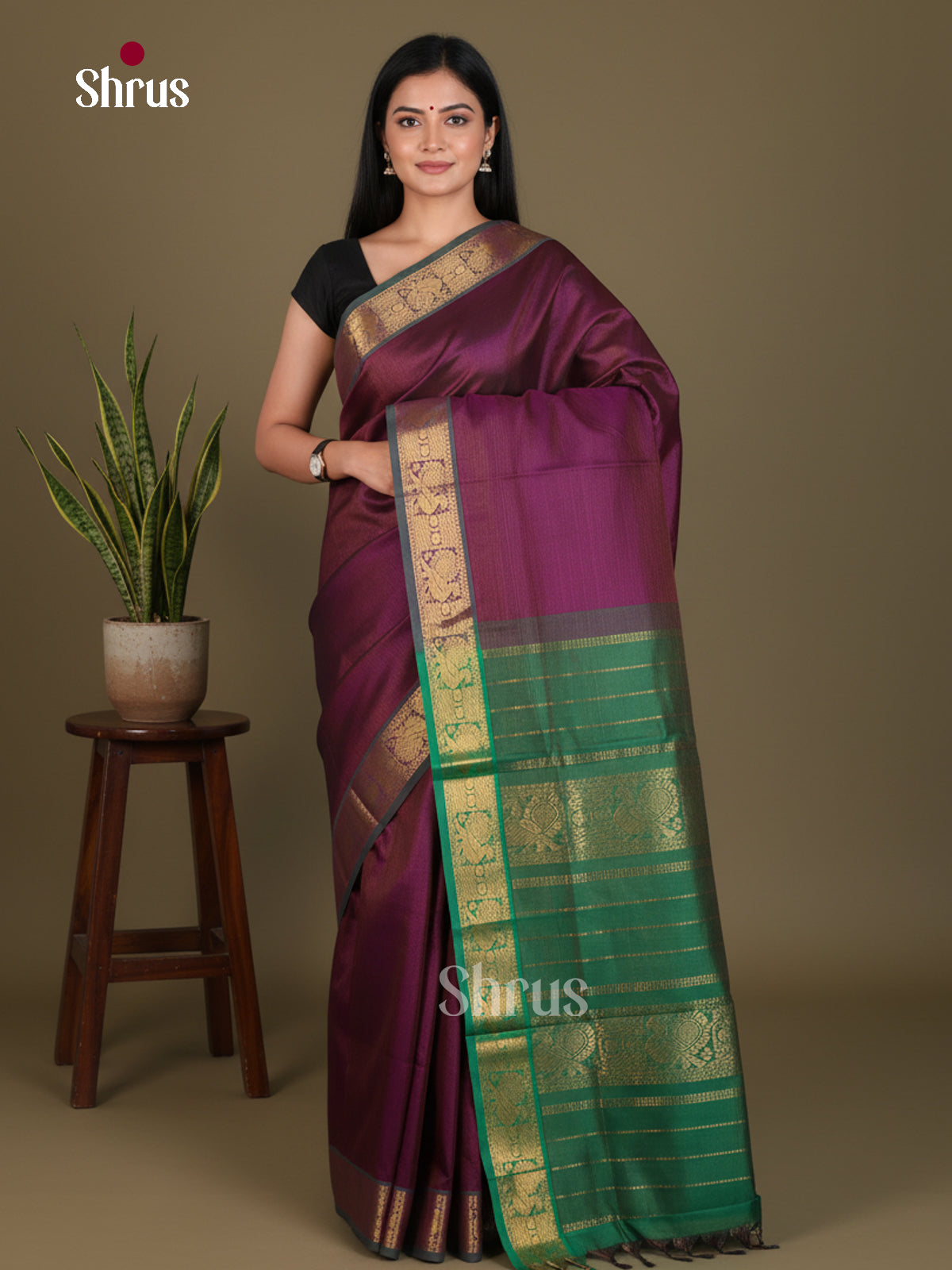 Silkcotton-halfpure Saree - EES16440 - Shop on Shrus.com