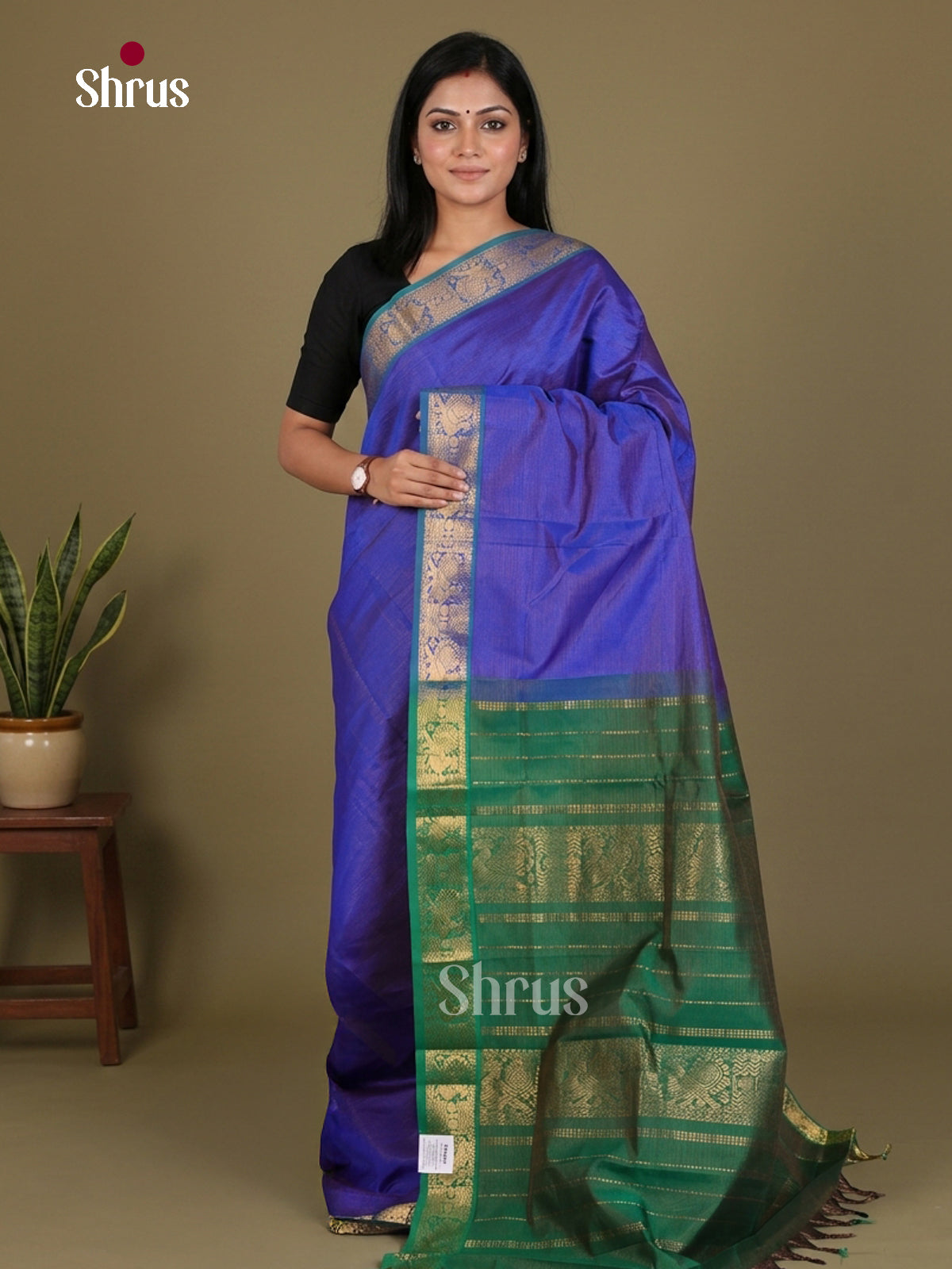 Silkcotton-halfpure Saree - EES16441 - Shop on Shrus.com