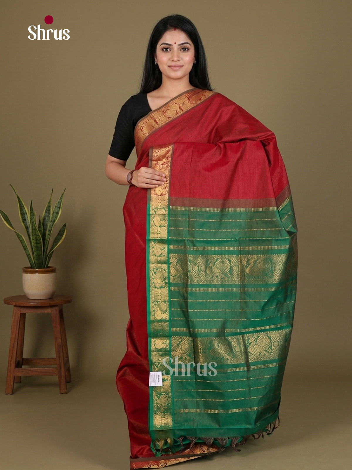 Silkcotton-halfpure Saree - EES16442 - Shop on Shrus.com