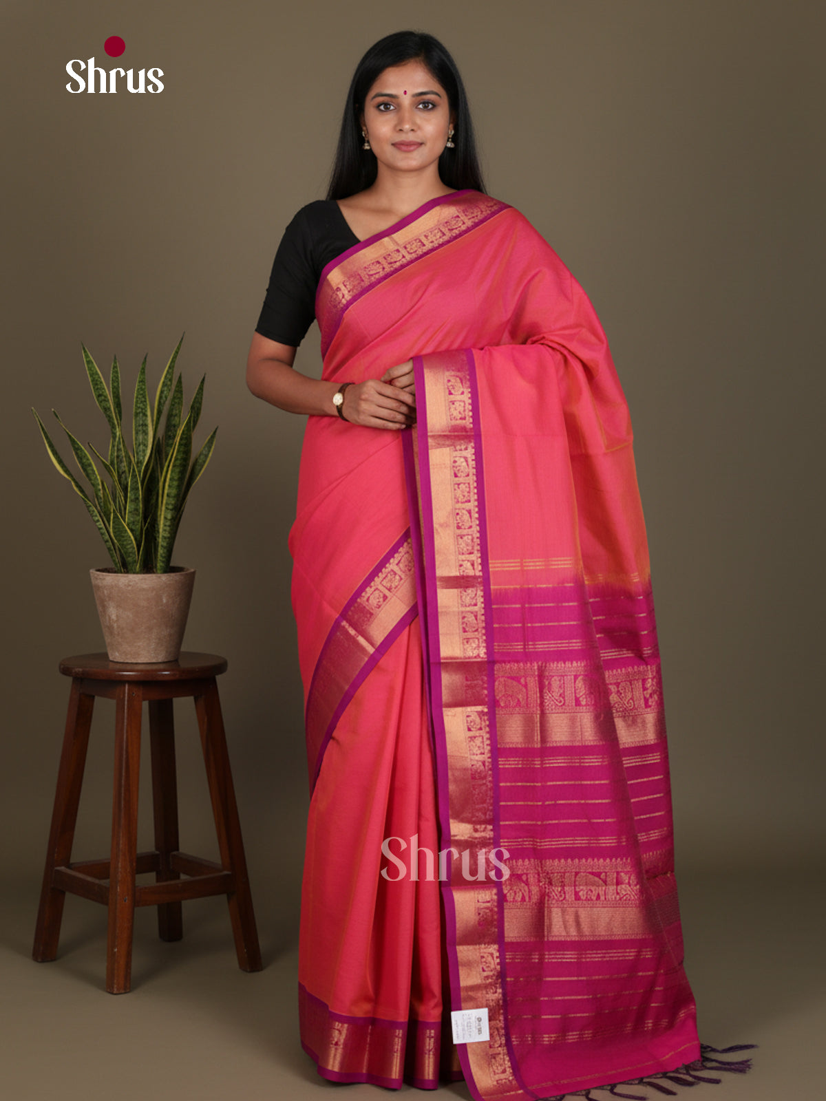 Silkcotton-halfpure Saree - EES16443 - Shop on Shrus.com