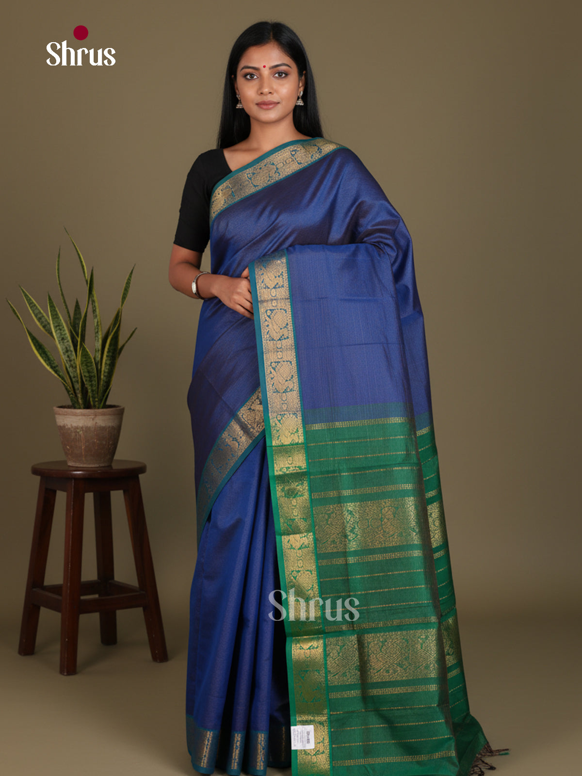 Silkcotton-halfpure Saree - EES16446 - Shop on Shrus.com